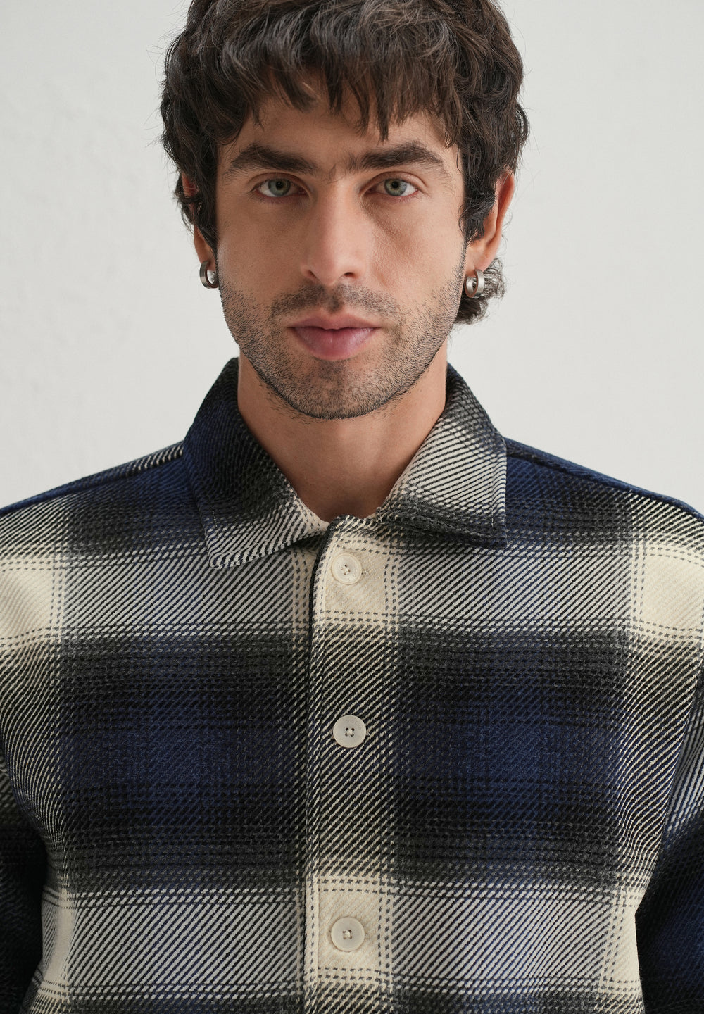 Black Brushed Check Utility Shacket