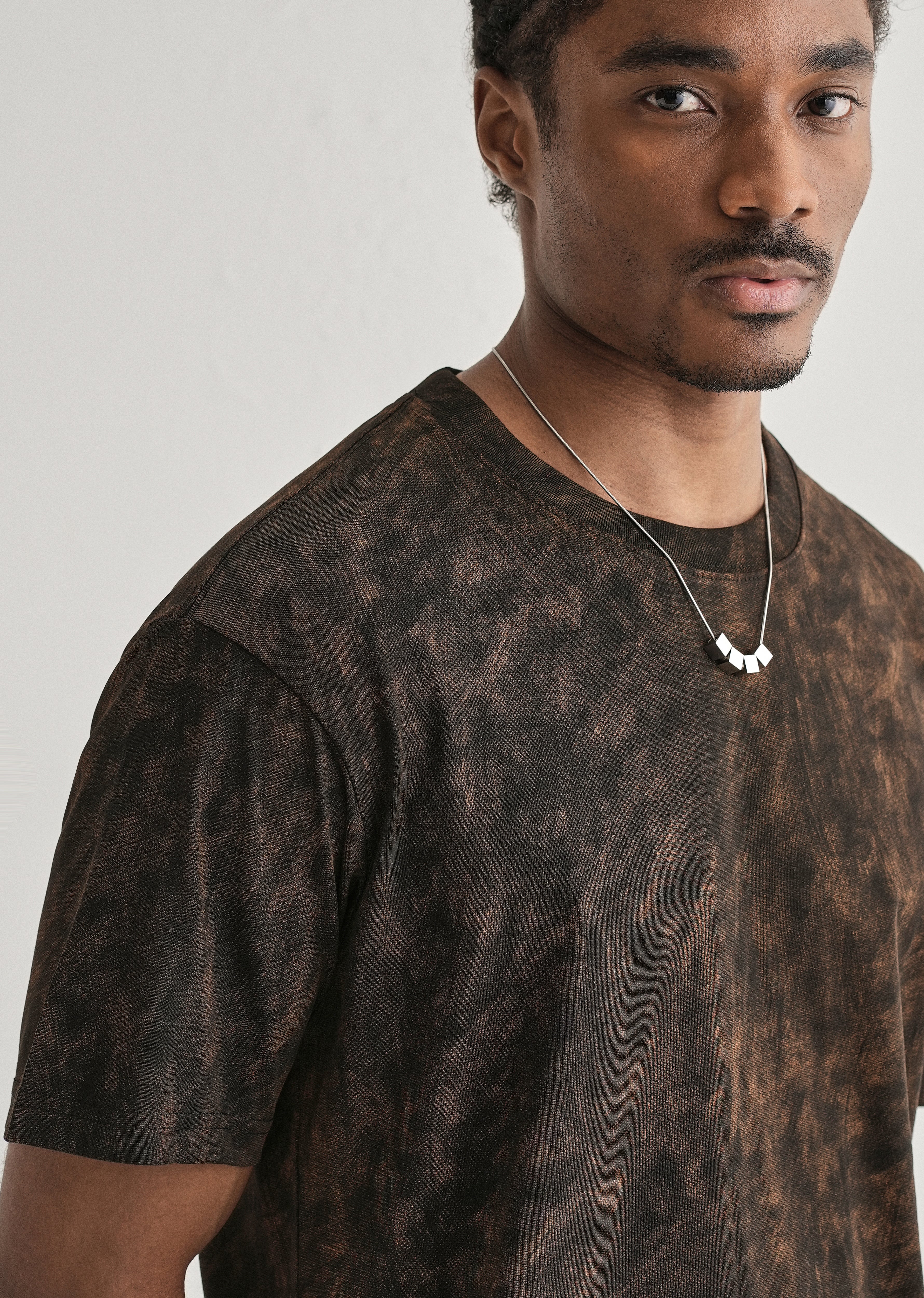 Black Brown Brushstroke Oversized T-shirt