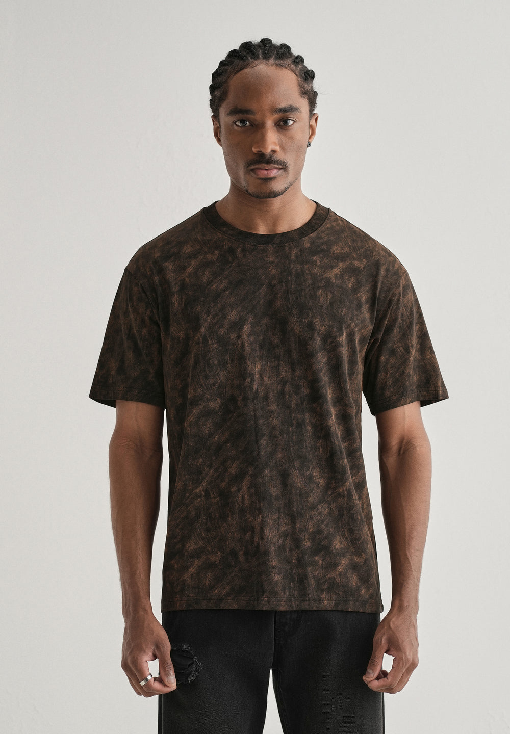 Black Brown Brushstroke Oversized T-shirt