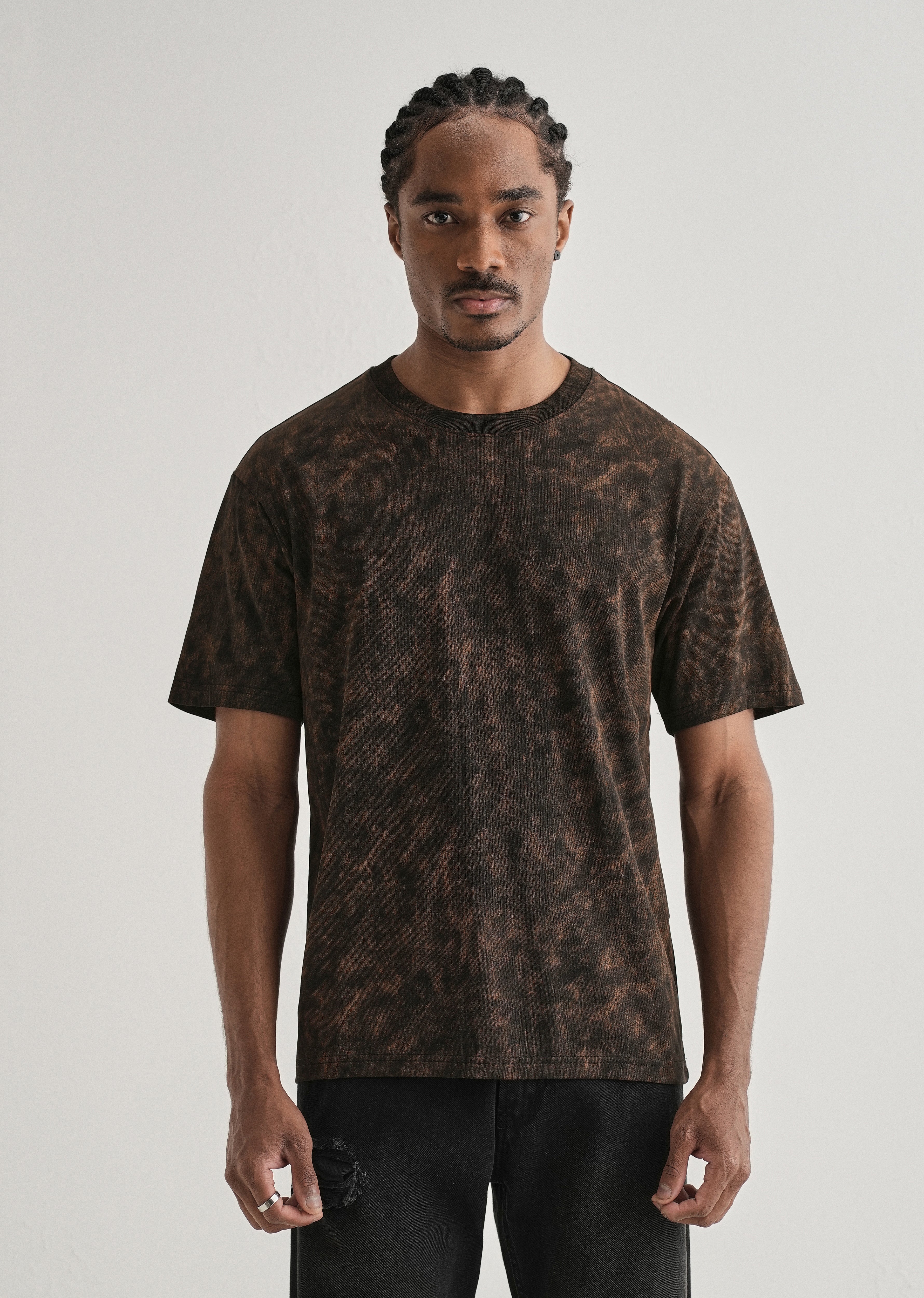 Black Brown Brushstroke Oversized T-shirt
