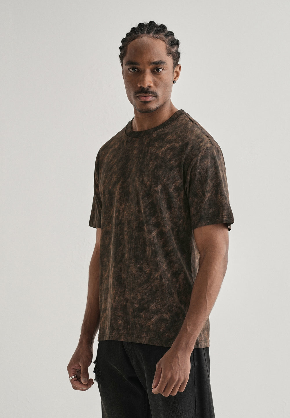 Black Brown Brushstroke Oversized T-shirt