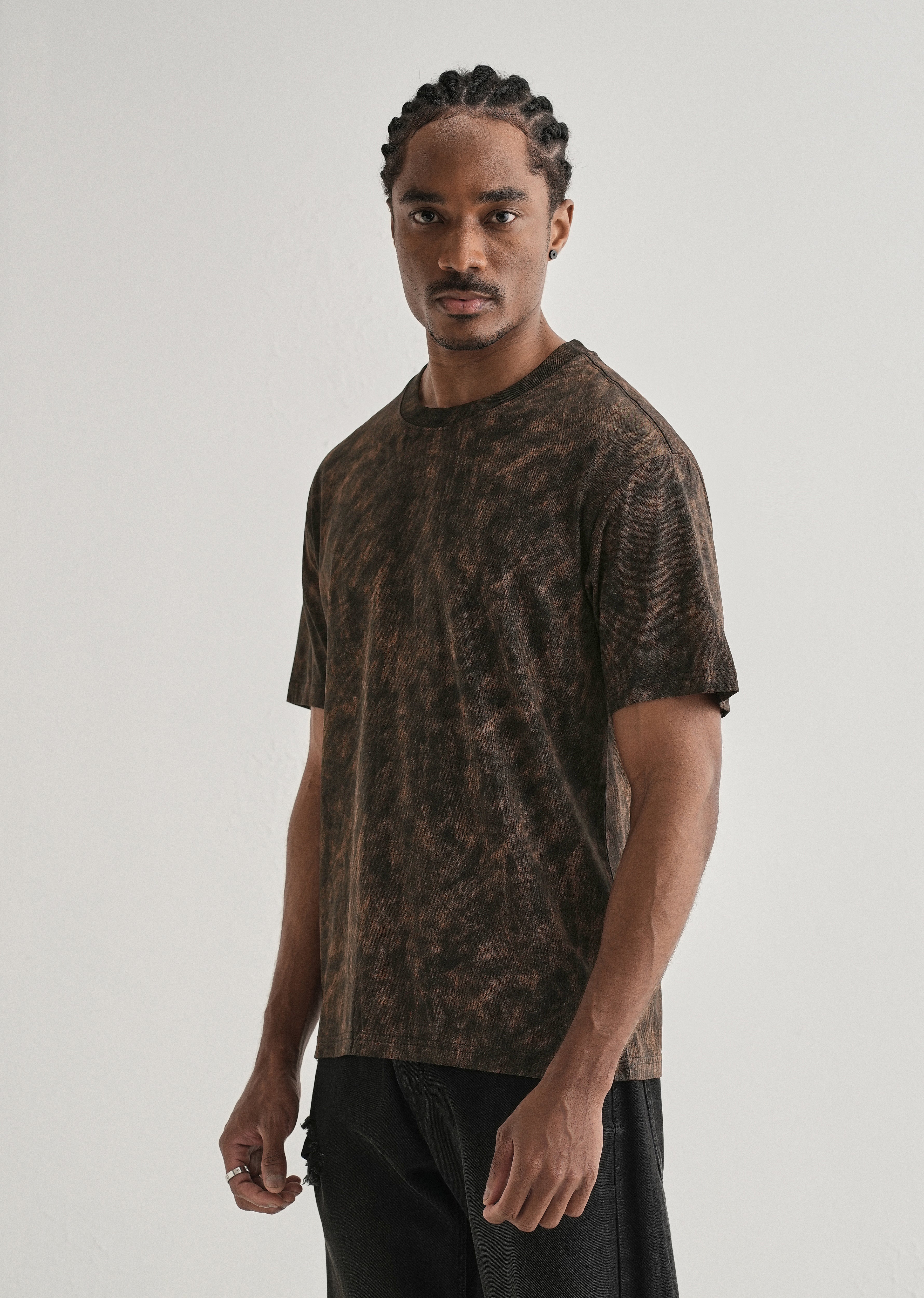 Black Brown Brushstroke Oversized T-shirt