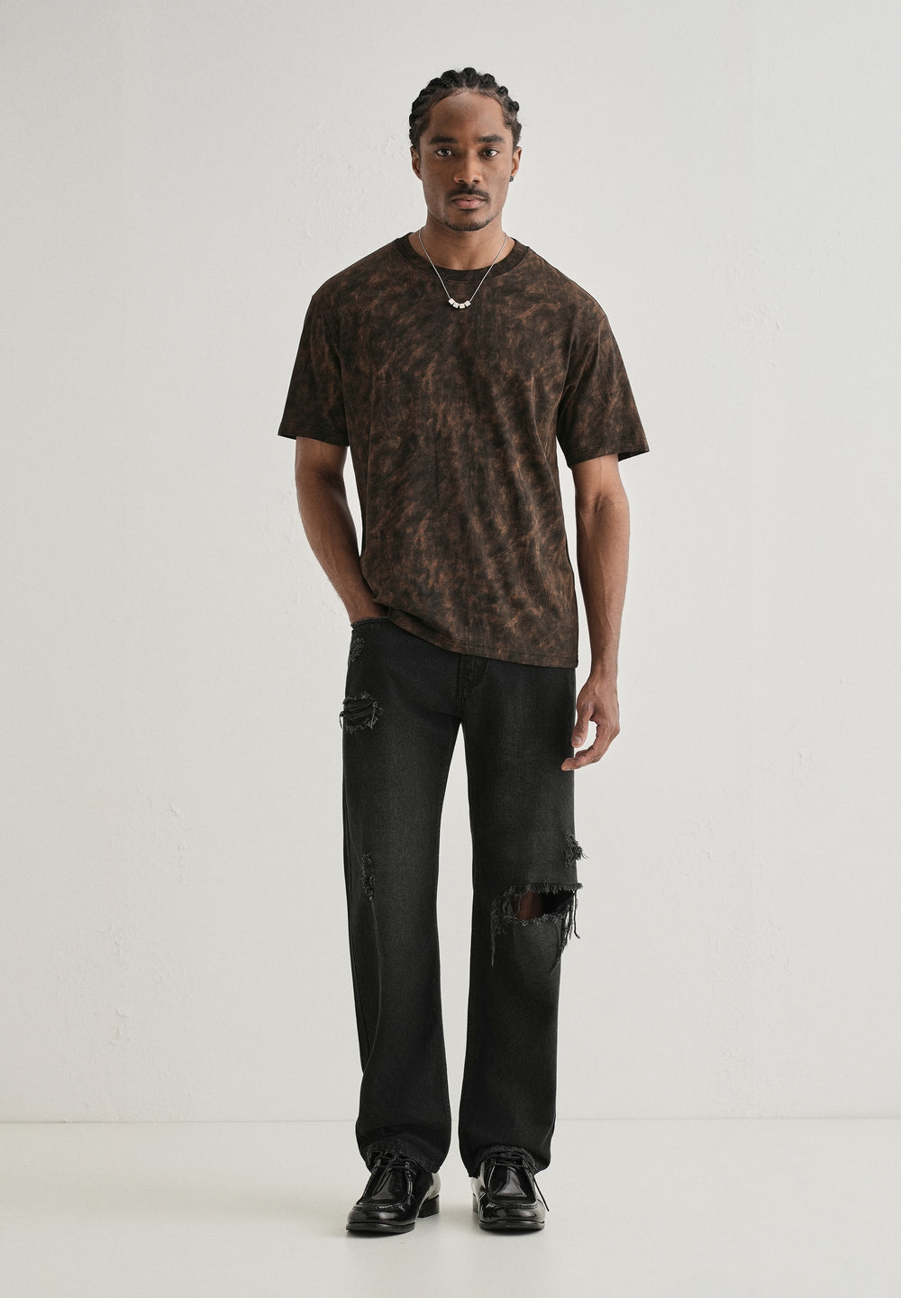 Black Brown Brushstroke Oversized T-shirt