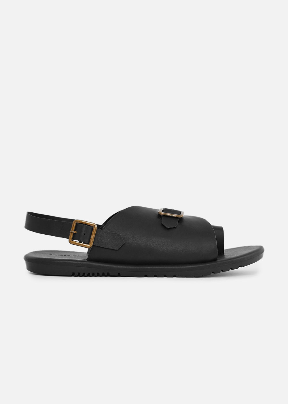 Black Buckle Detail Cross Strap Sandals