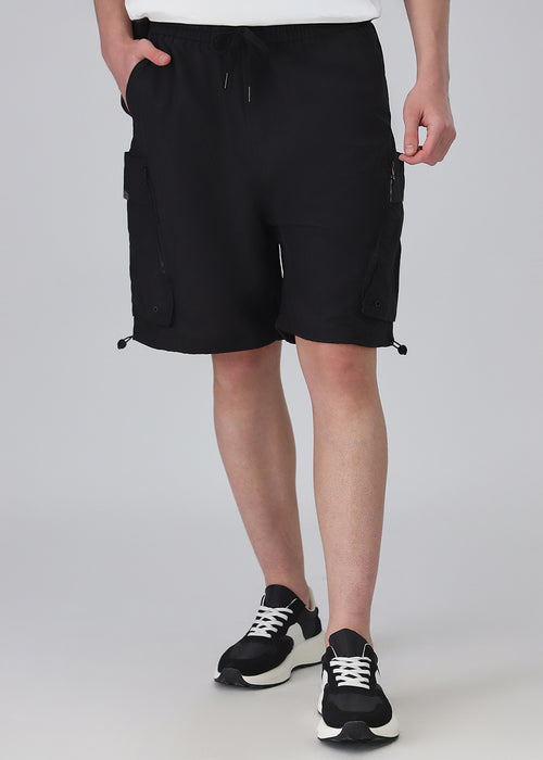 Black Cargo Pocket Shorts