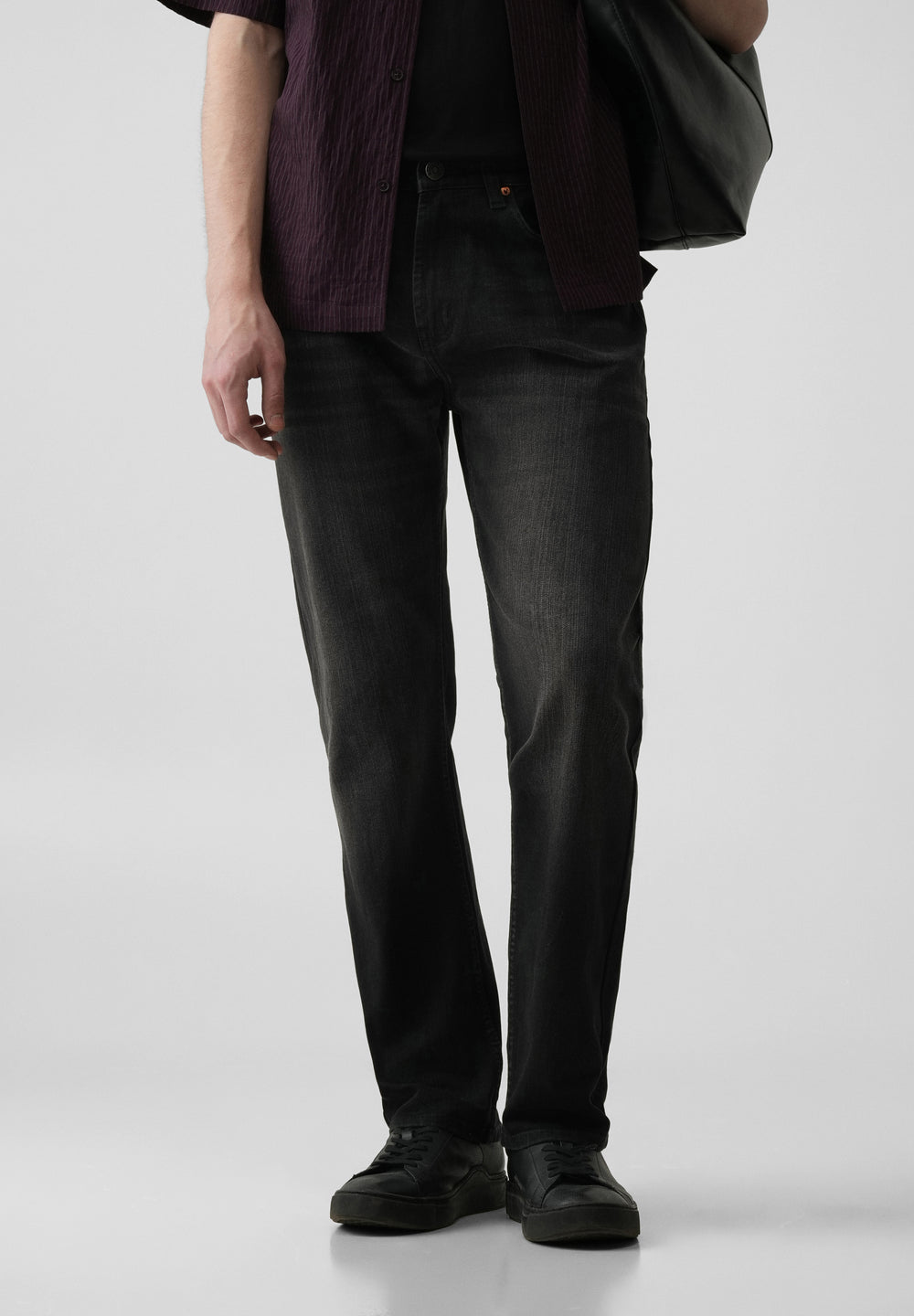 Charcoal Black Slim Straight Jeans