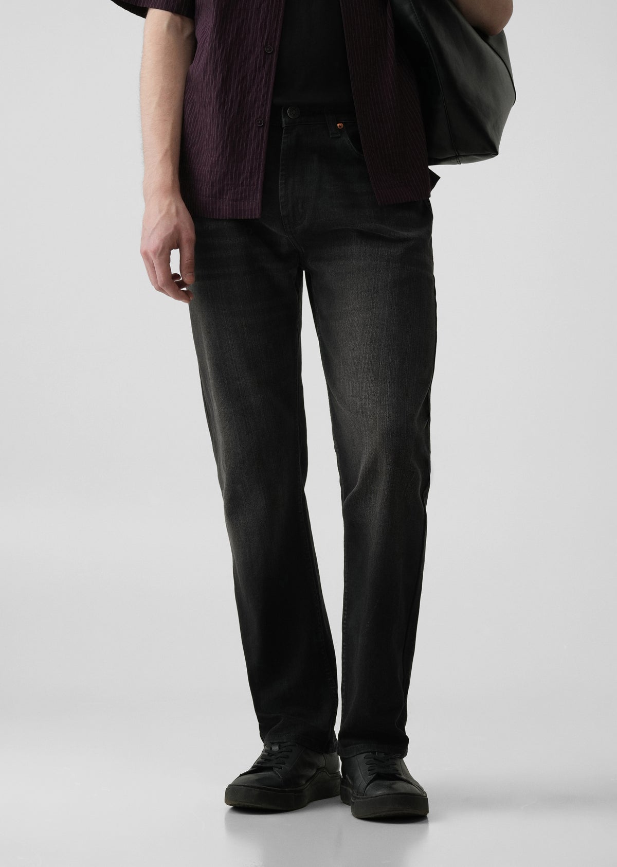 Charcoal Black Slim Straight Jeans