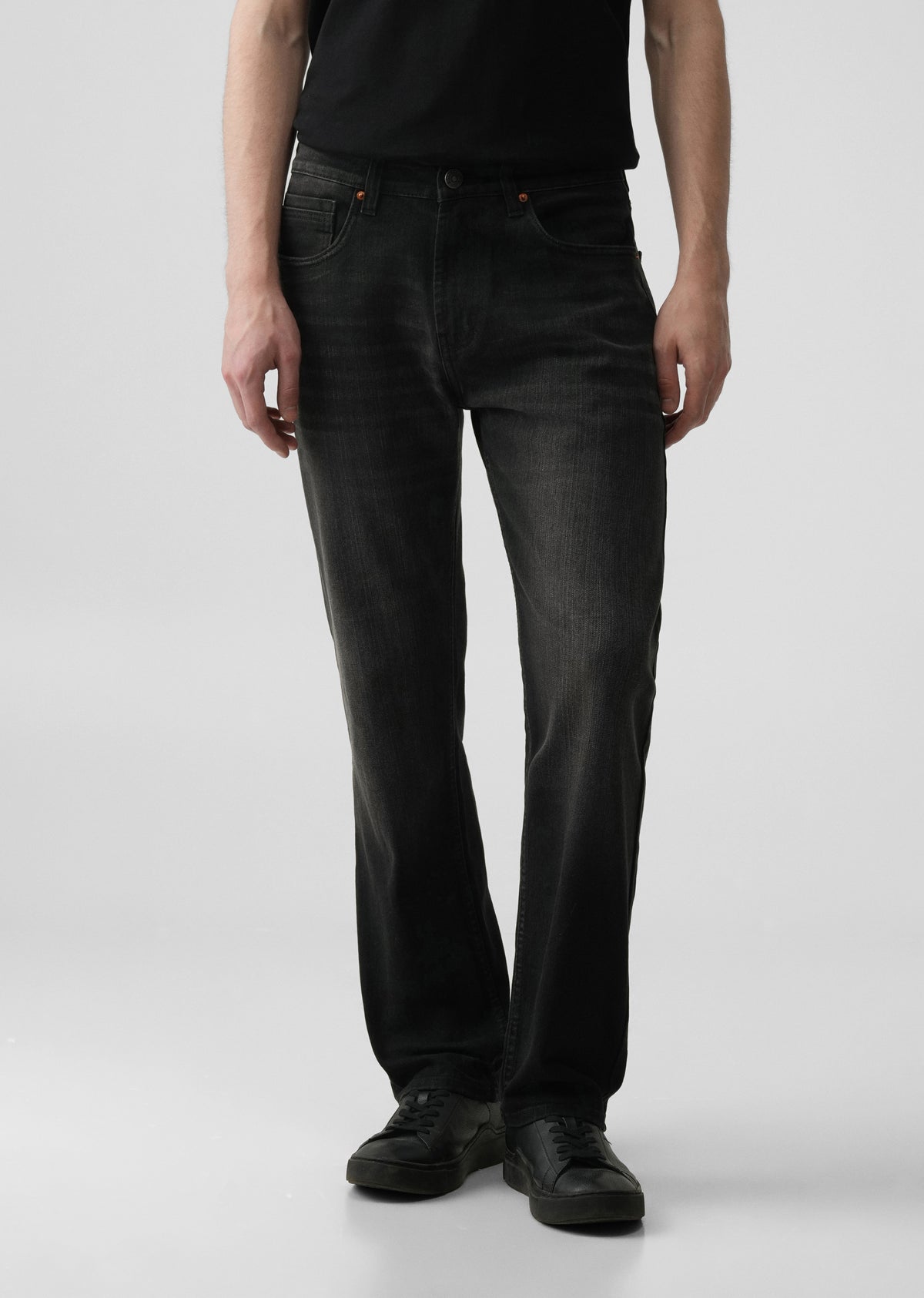 Charcoal Black Slim Straight Jeans