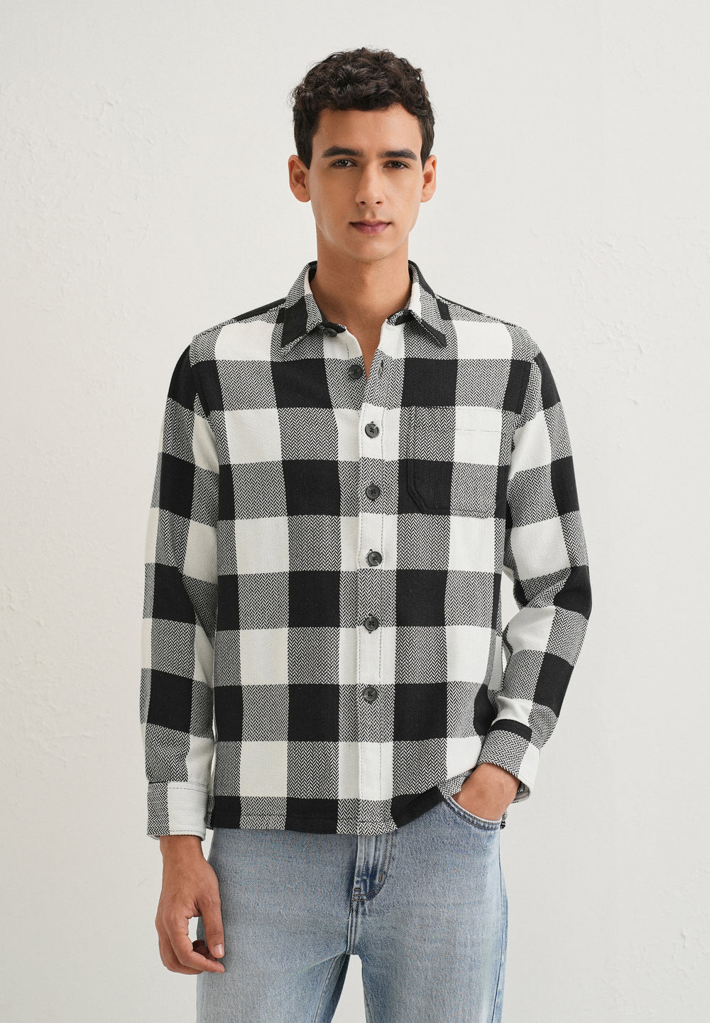 Black Checked Overshirt