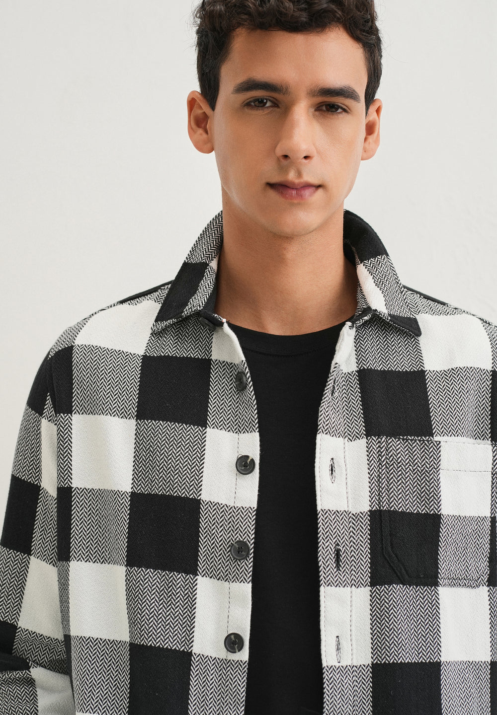 Black Checked Overshirt