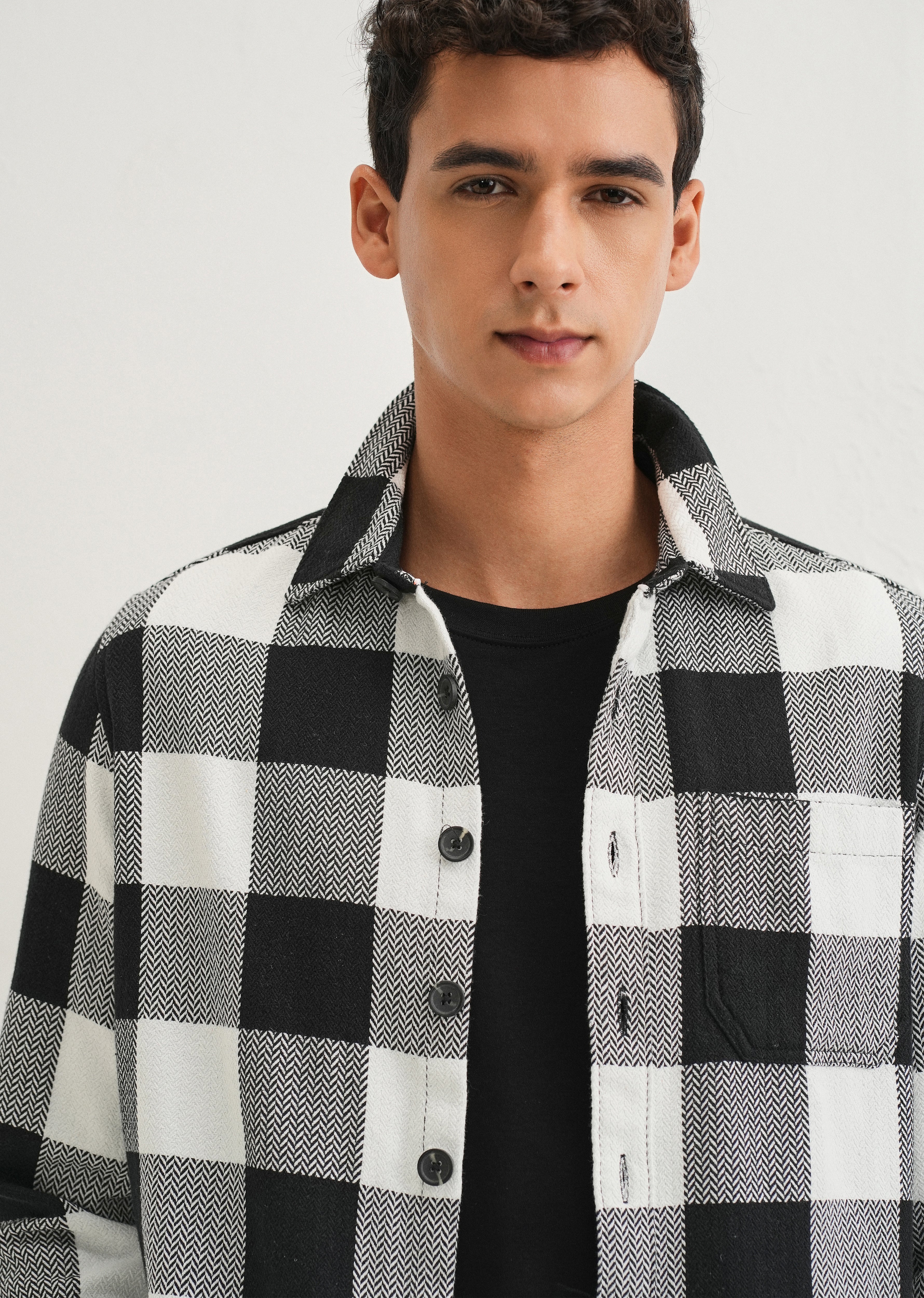 Black Checked Overshirt