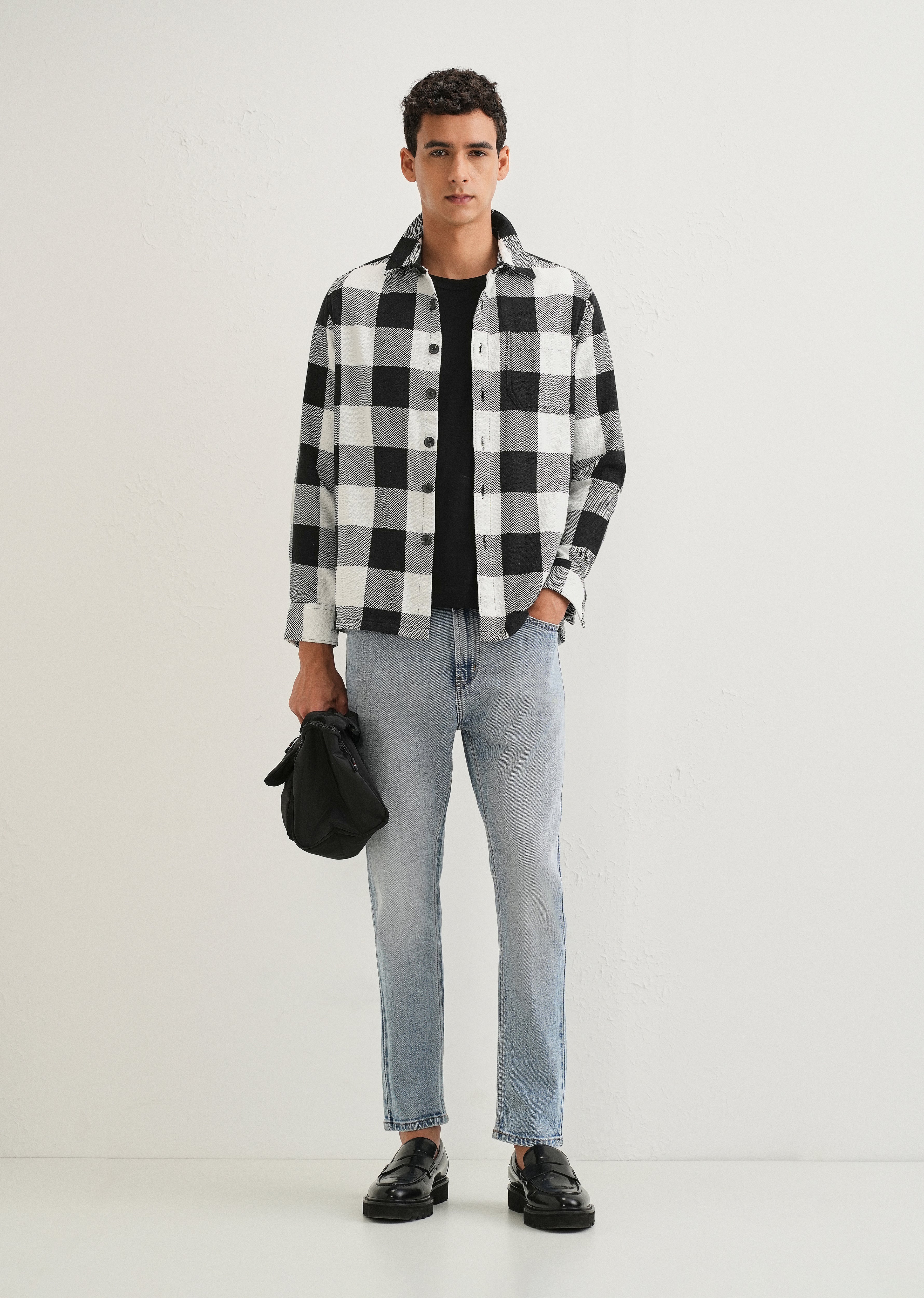 Black Checked Overshirt
