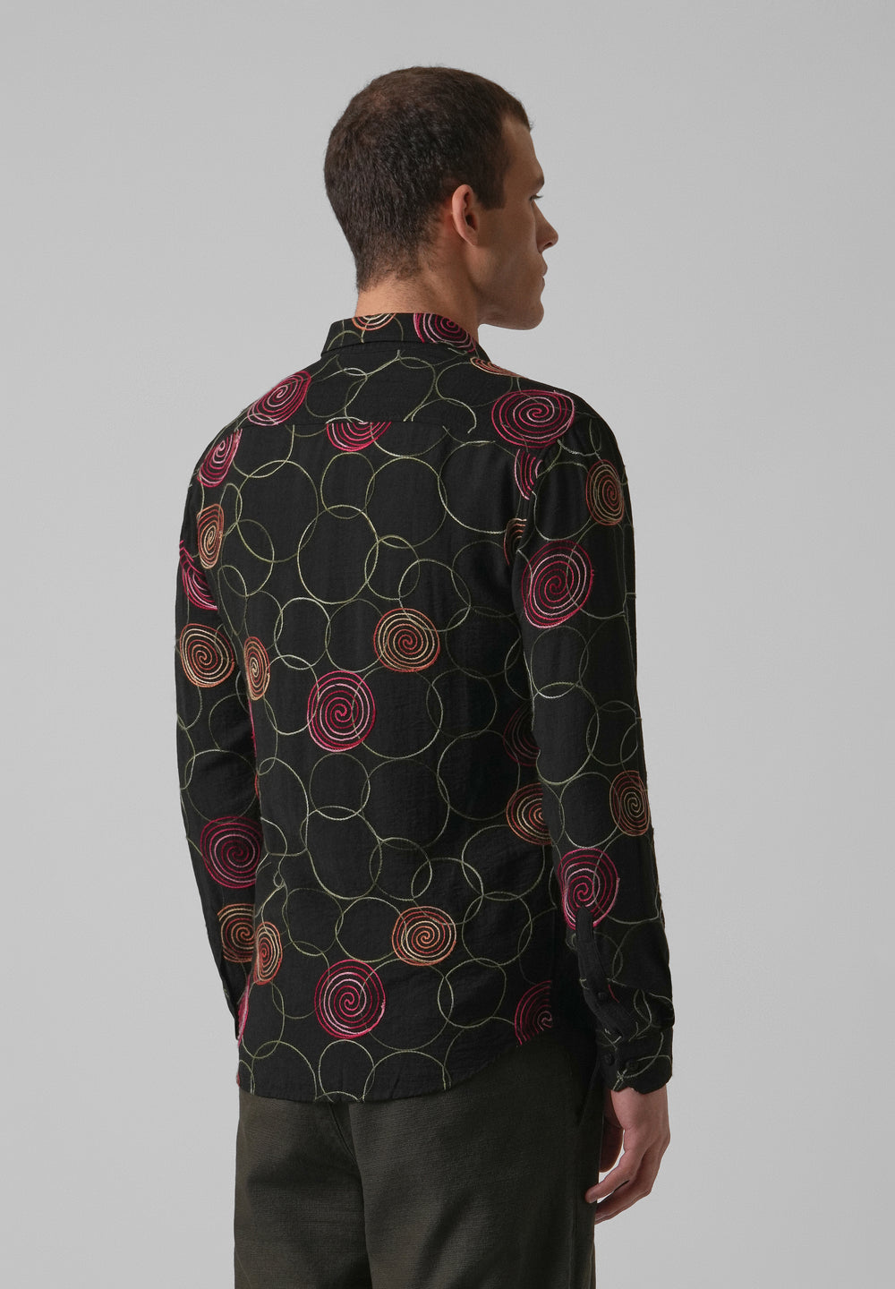 Black Circular Embroidered Shirt