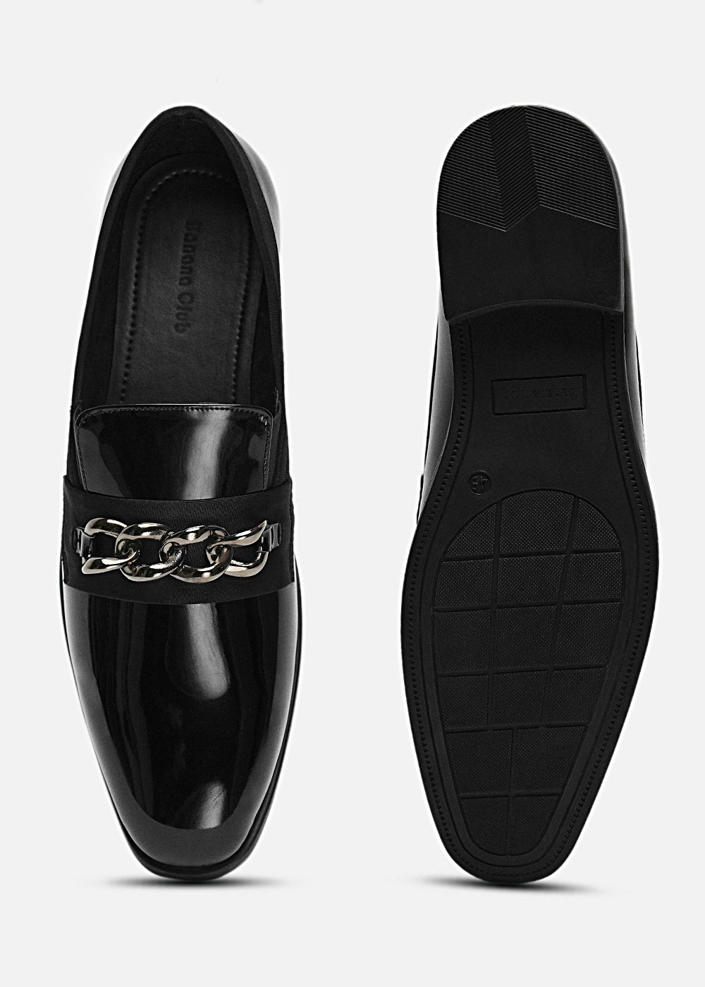 Black Classic Shine Metal-Detail Loafers