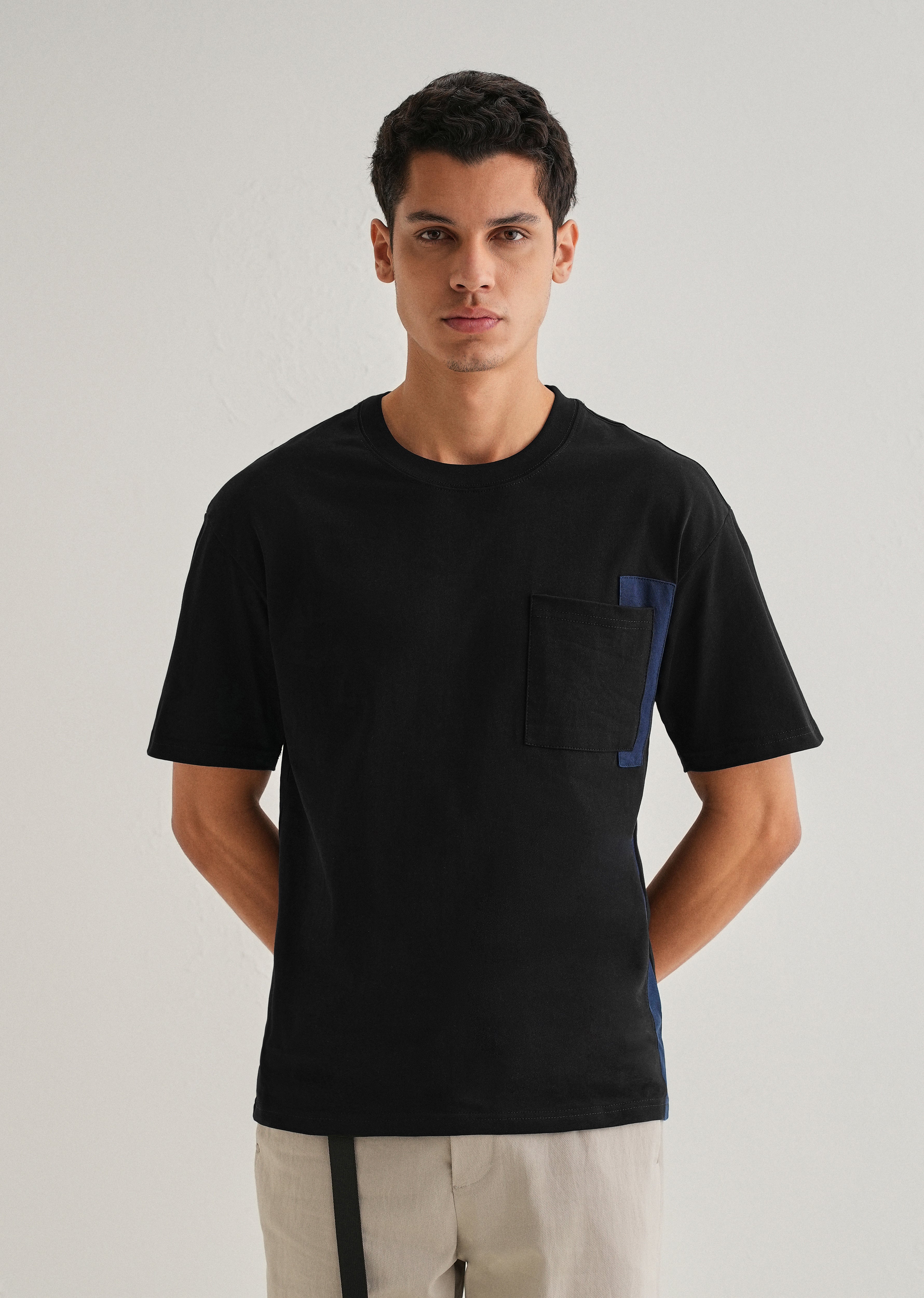 Black Colourblock Oversized T-shirt