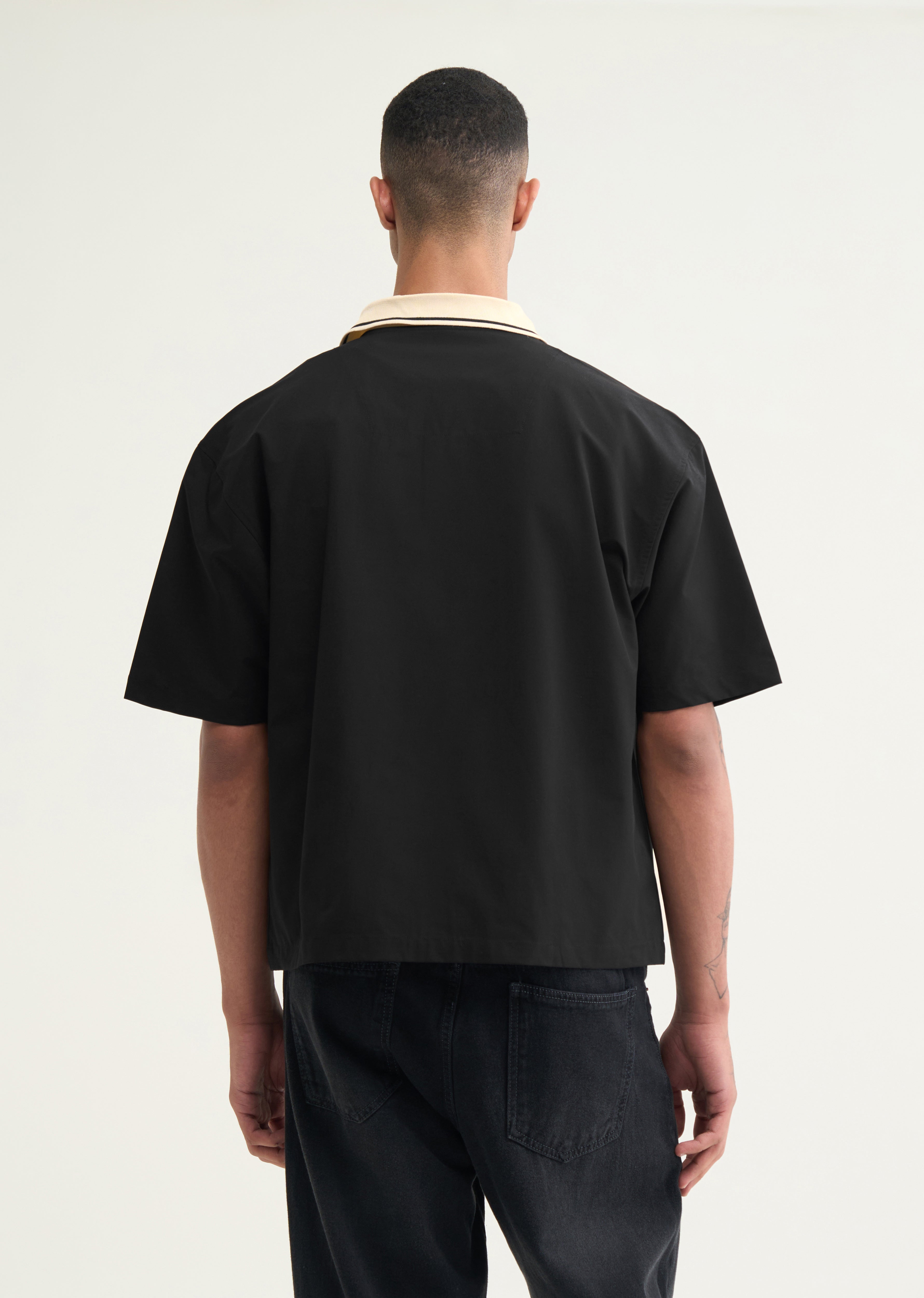 Black Boxy Fit Baseball Shirt