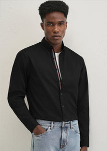 Black Contrast Placket Shirt