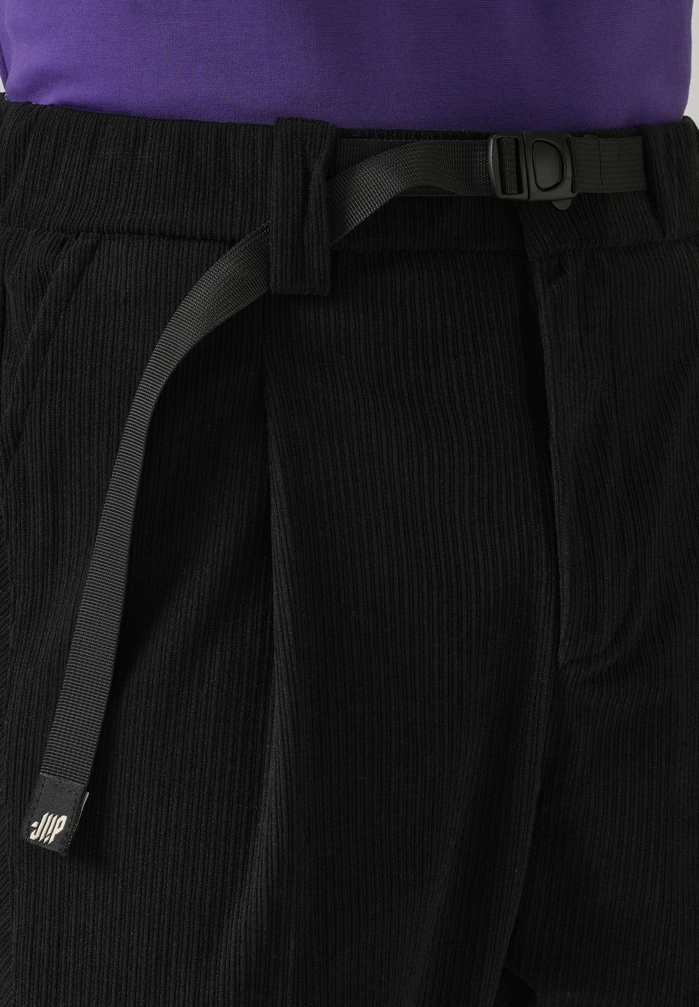 Black Corduroy Belted Pant