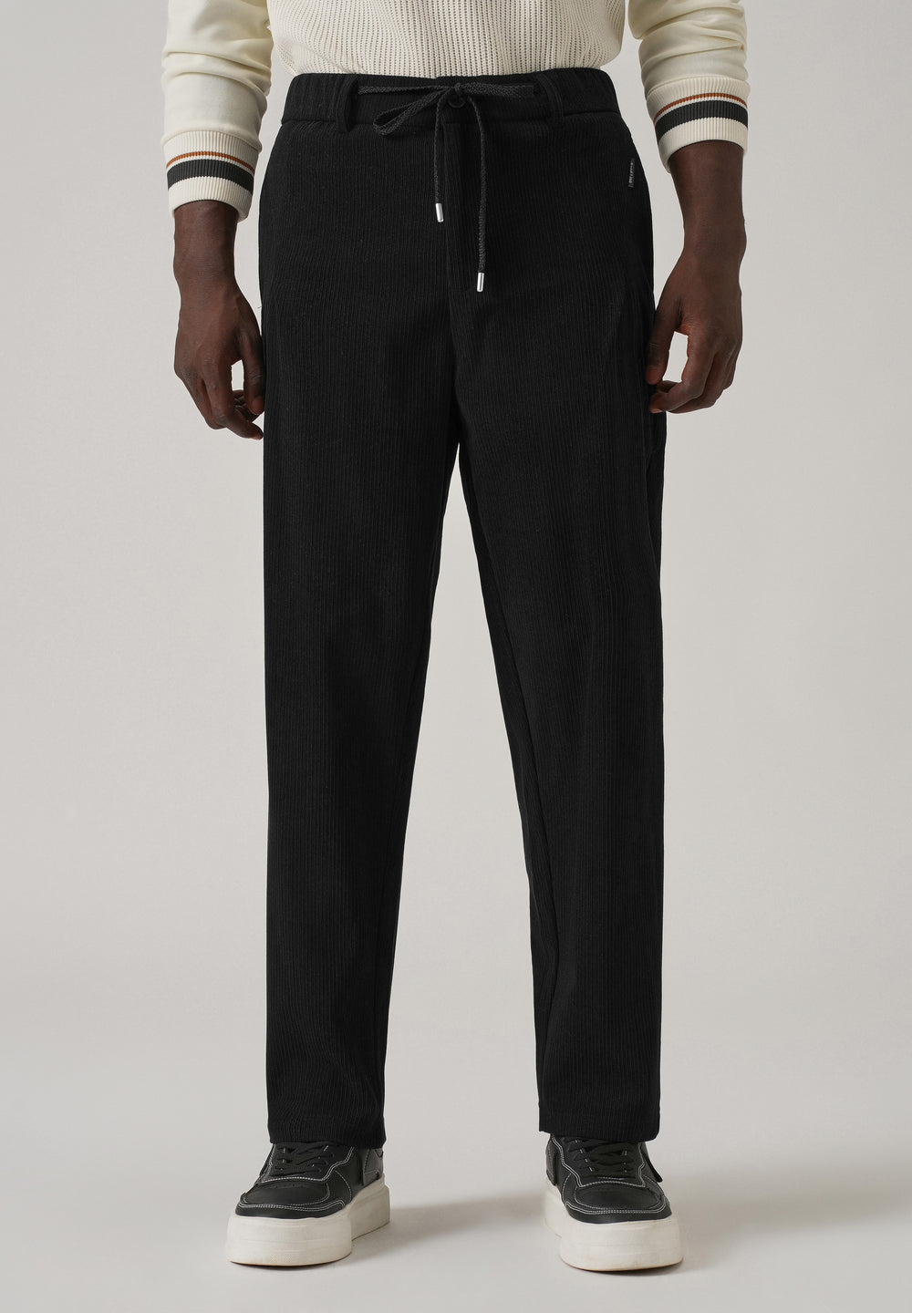 Black Corduroy Drawstring Pant