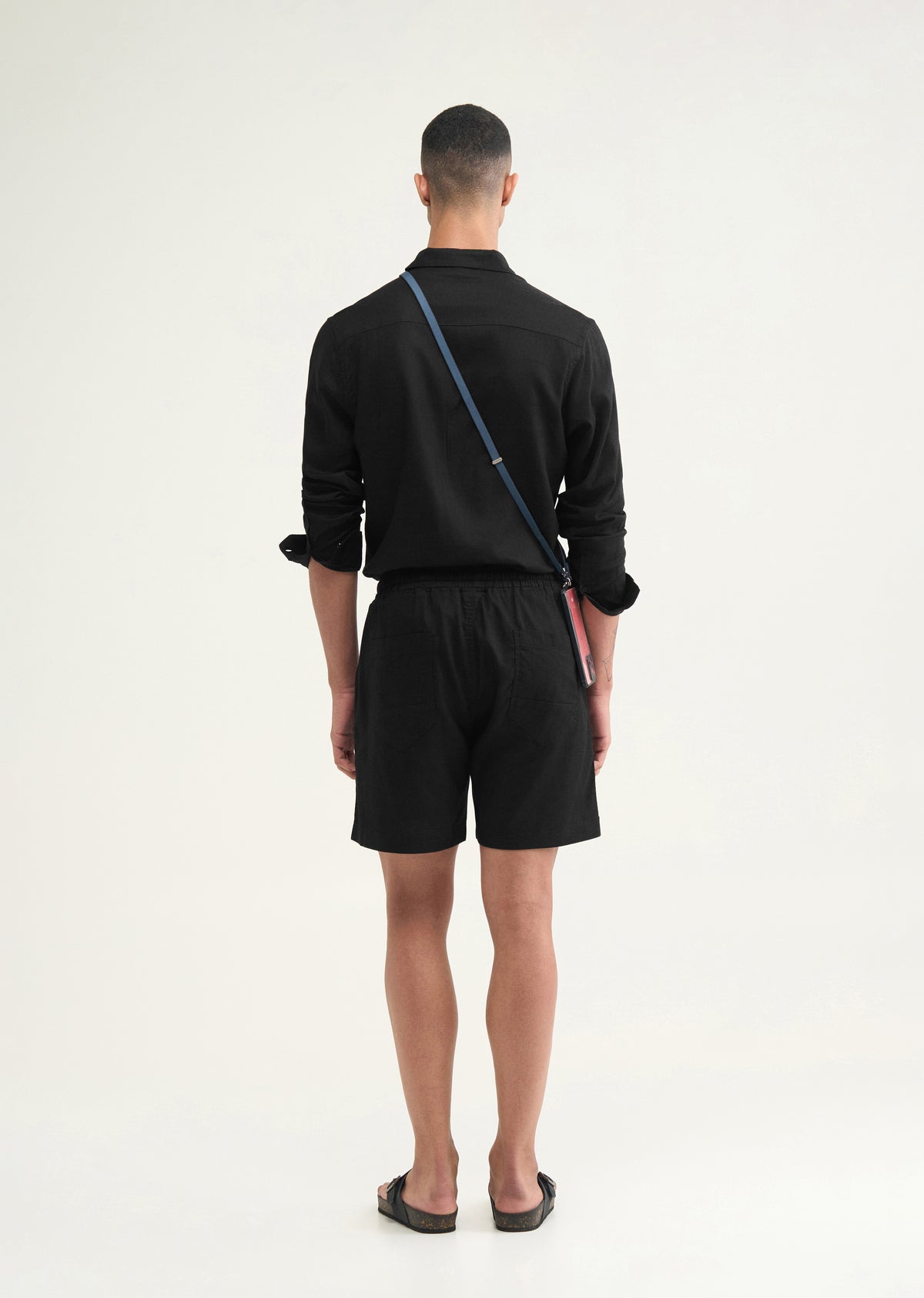 Black Cotton Blend Shorts