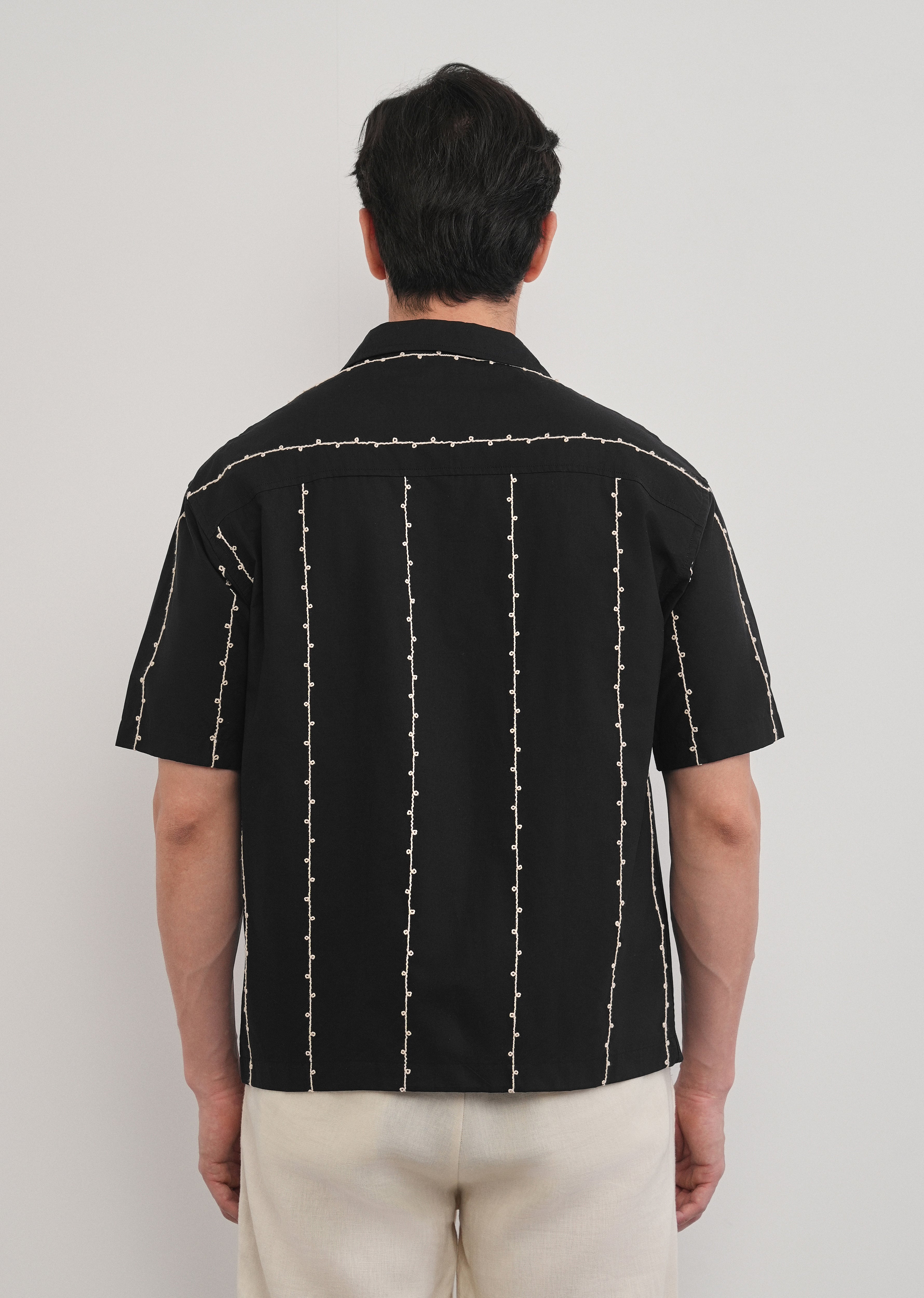 Black Cotton Embroidery Shirt