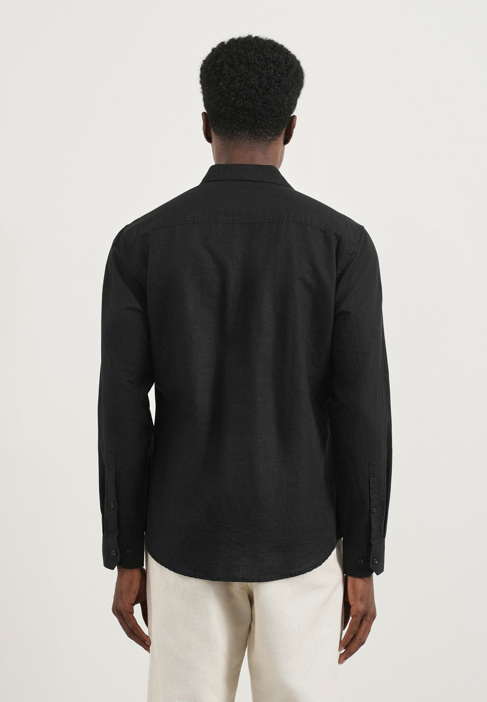 Black Cotton Linen Short Kurta