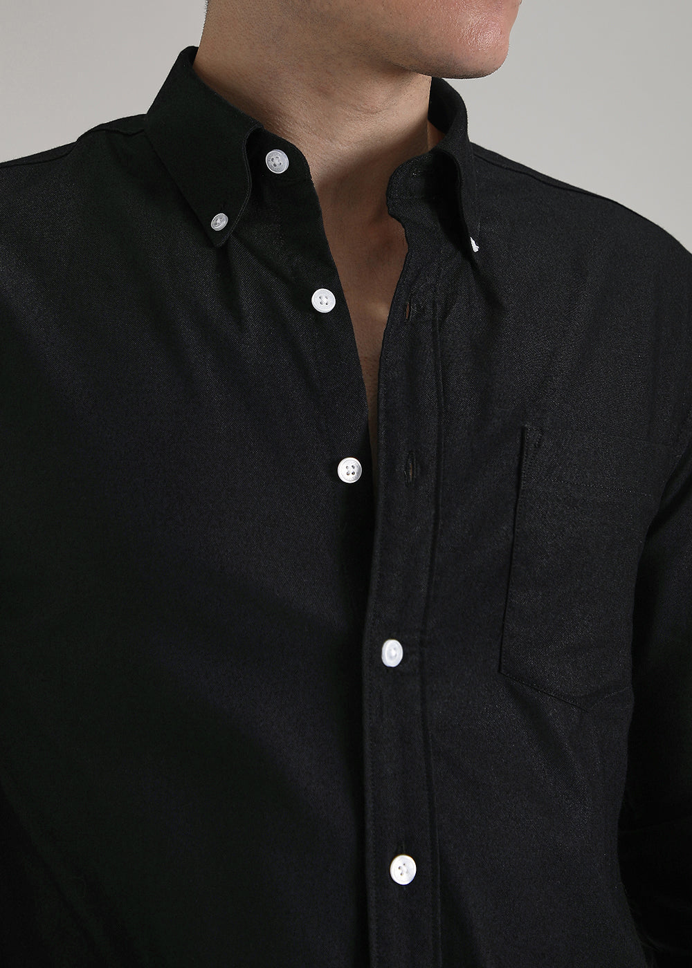 Black Cotton Oxford Shirt