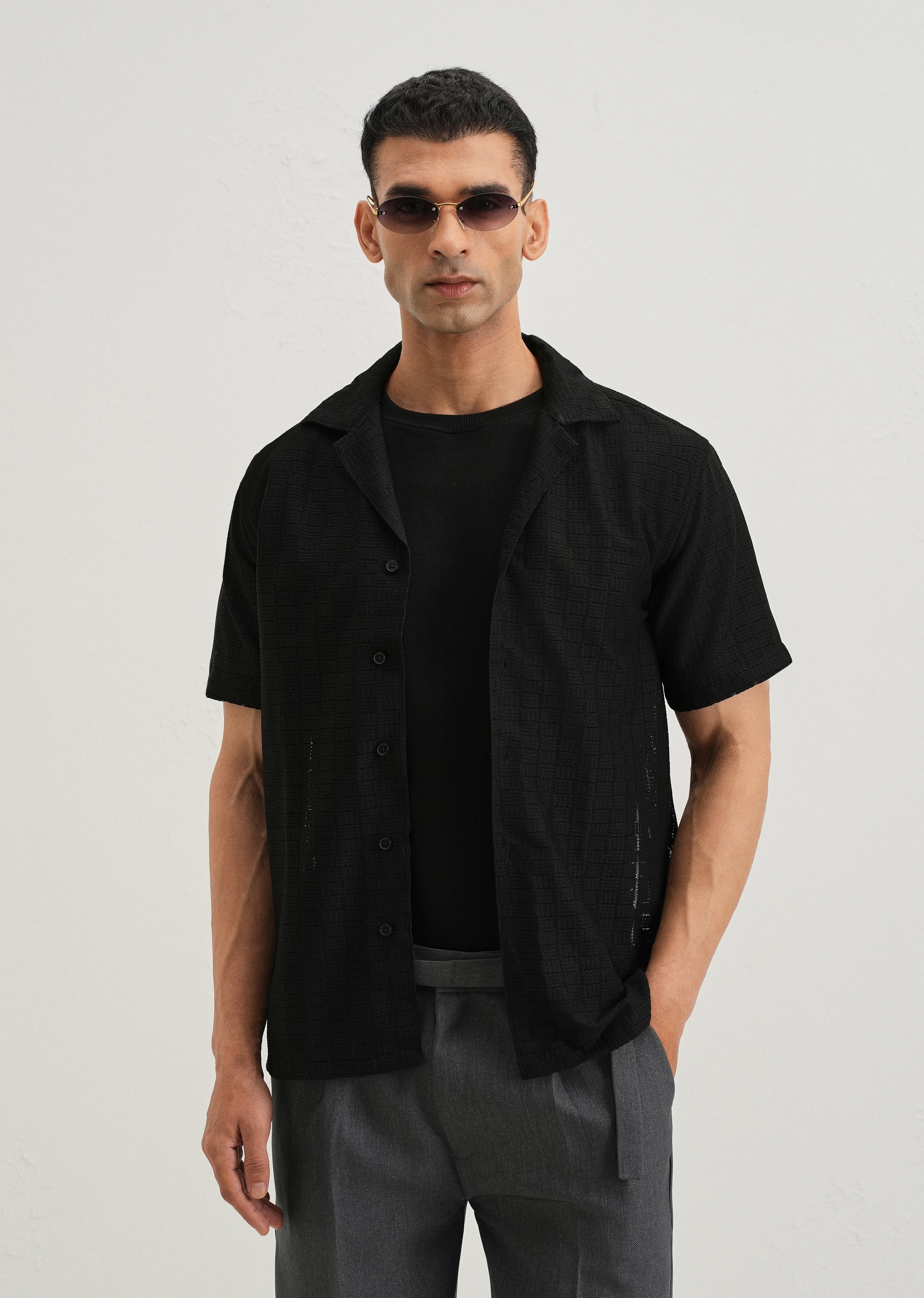Black Crochet Shirt