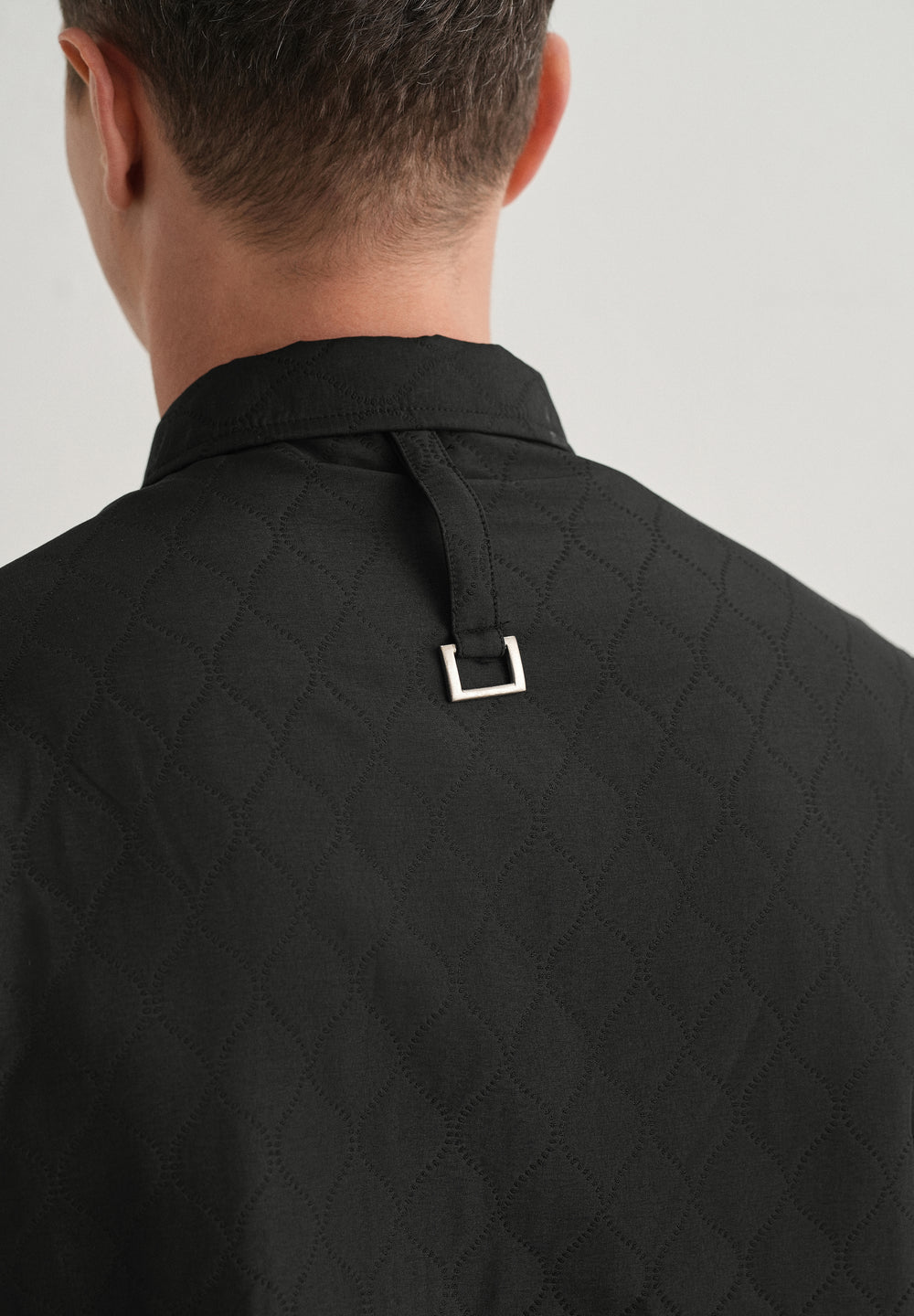 Black Cross Pocket Self Pattern Shacket