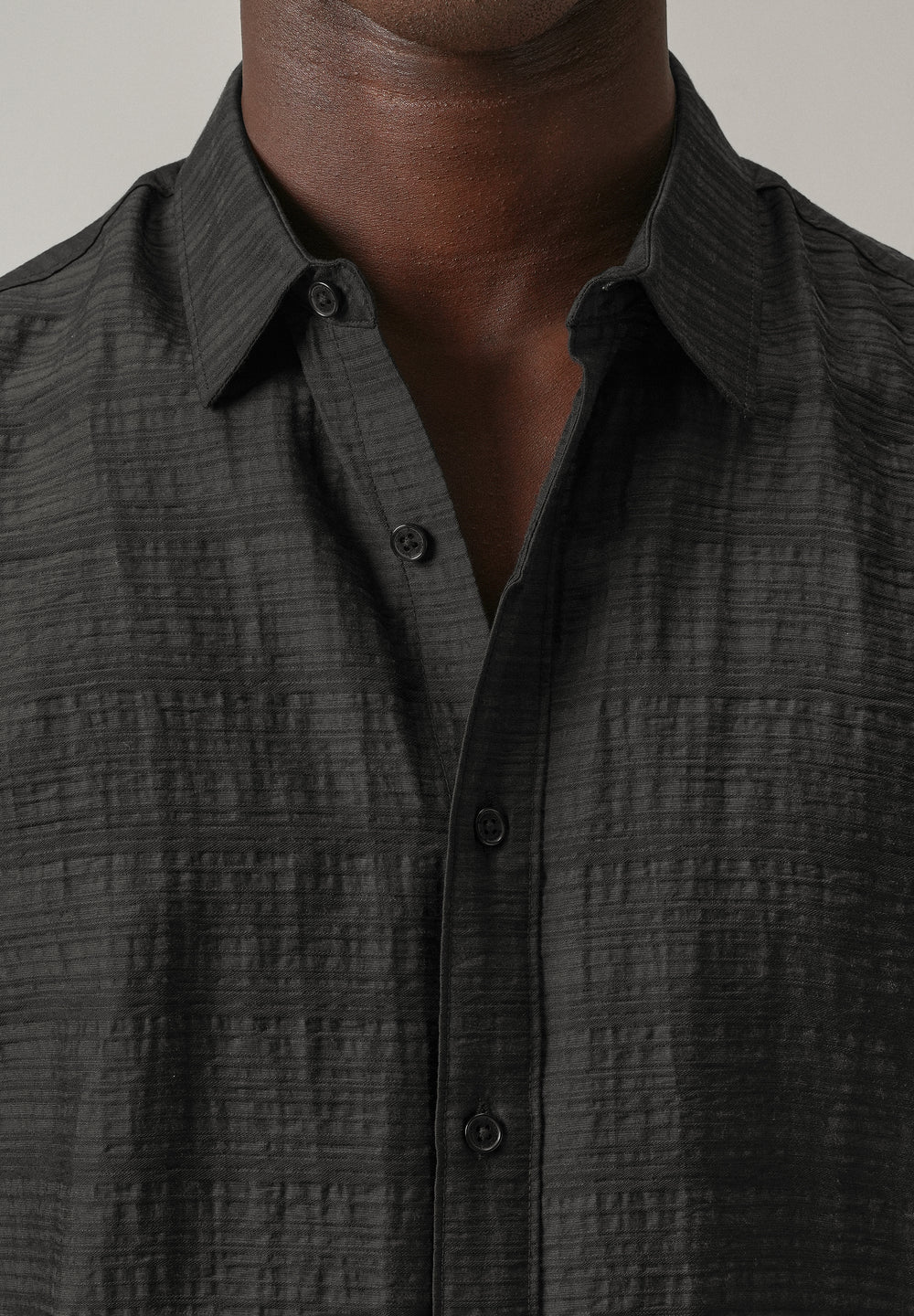 Black Crushed Self Stripe Shirt