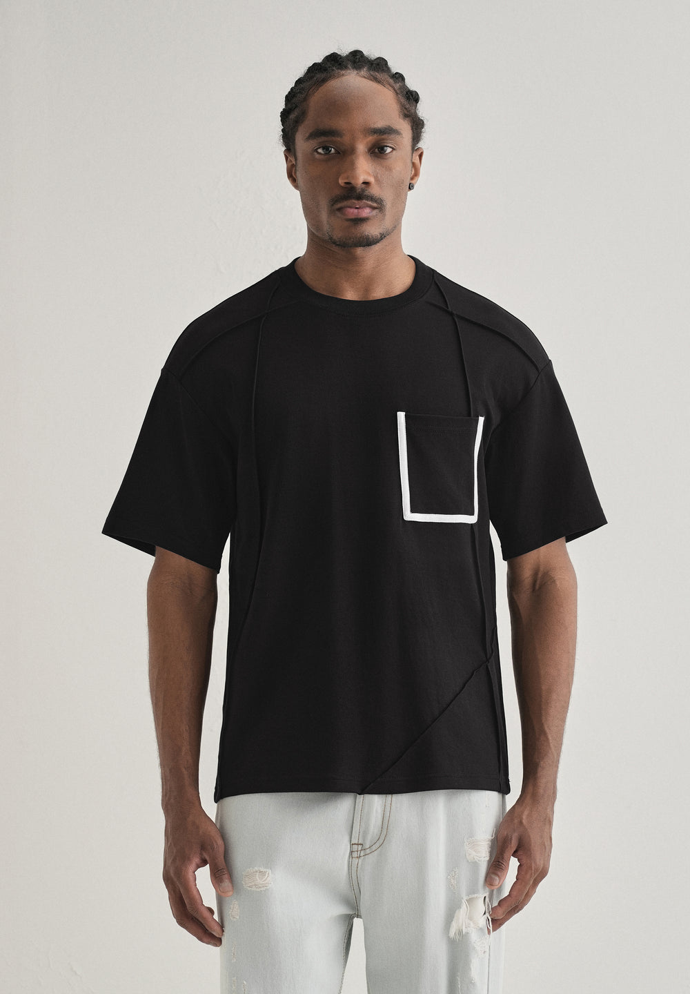 Black Cut & Sew Oversized T-shirt