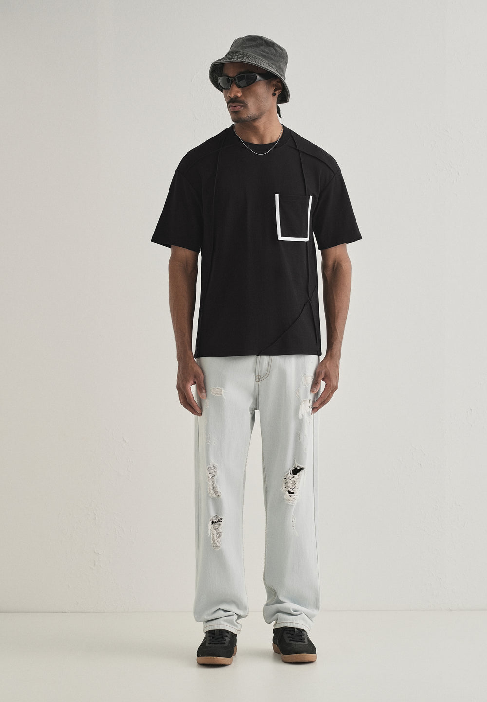 Black Cut & Sew Oversized T-shirt