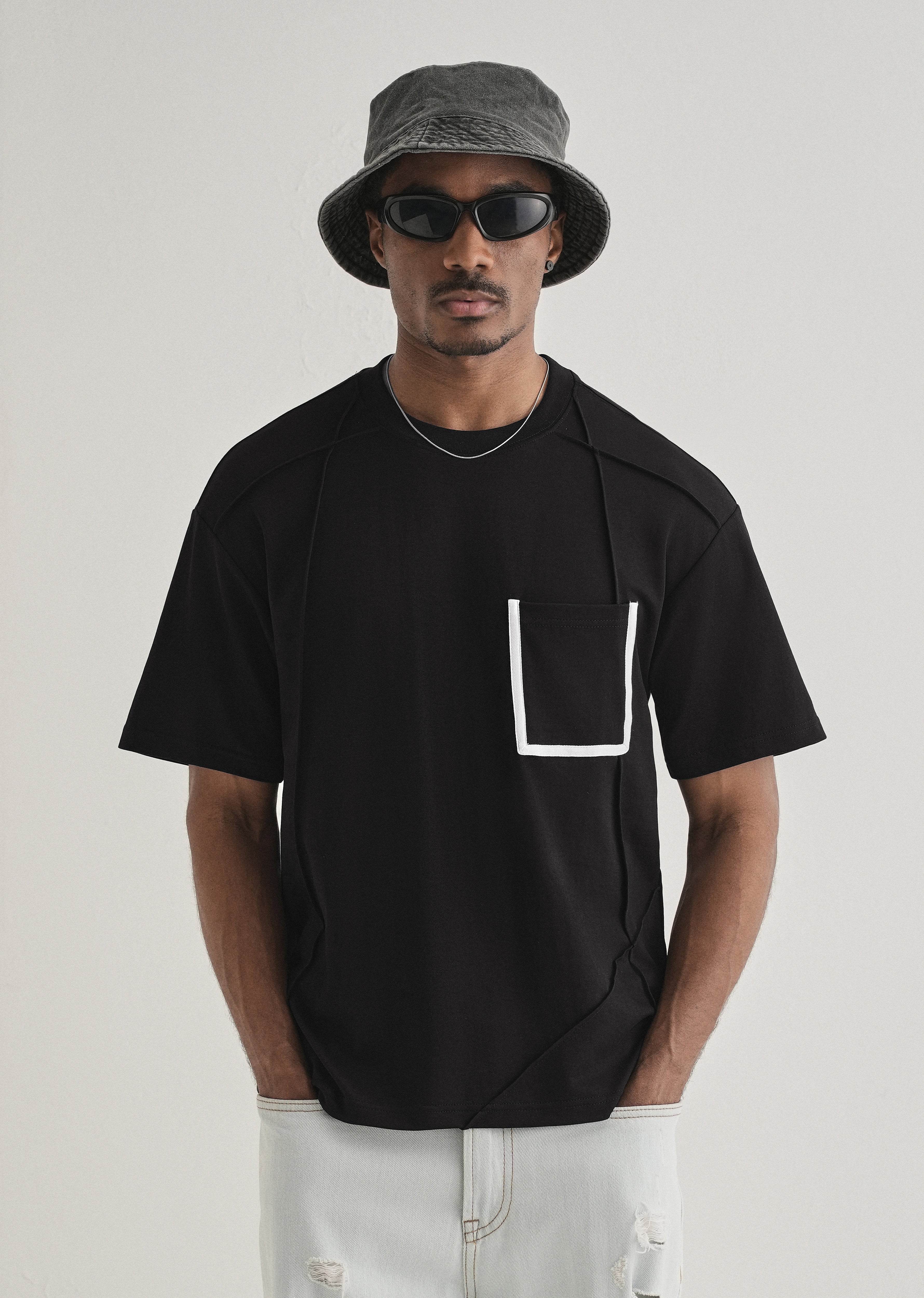 Black Cut & Sew Oversized T-shirt