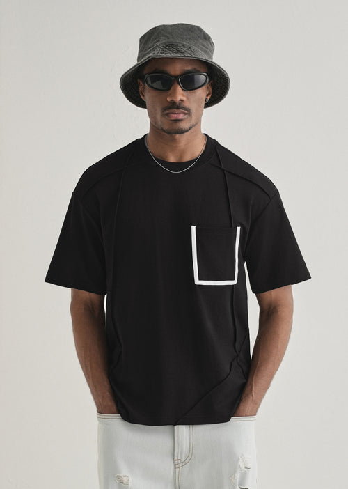 Black Cut & Sew Oversized T-shirt