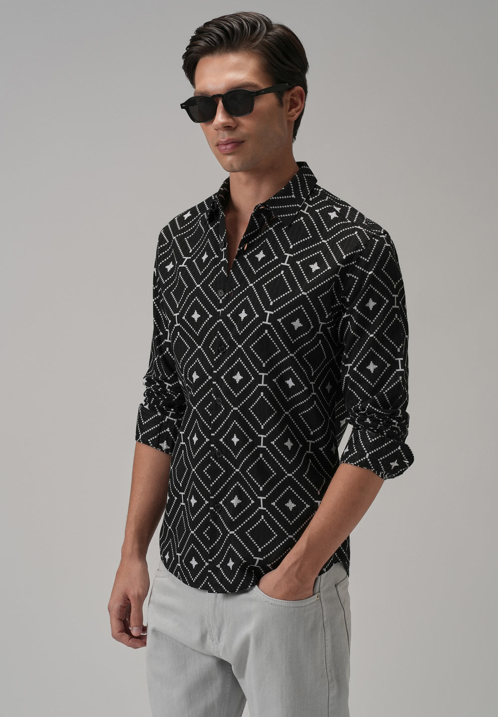 Black Diamond Pattern Print Shirt