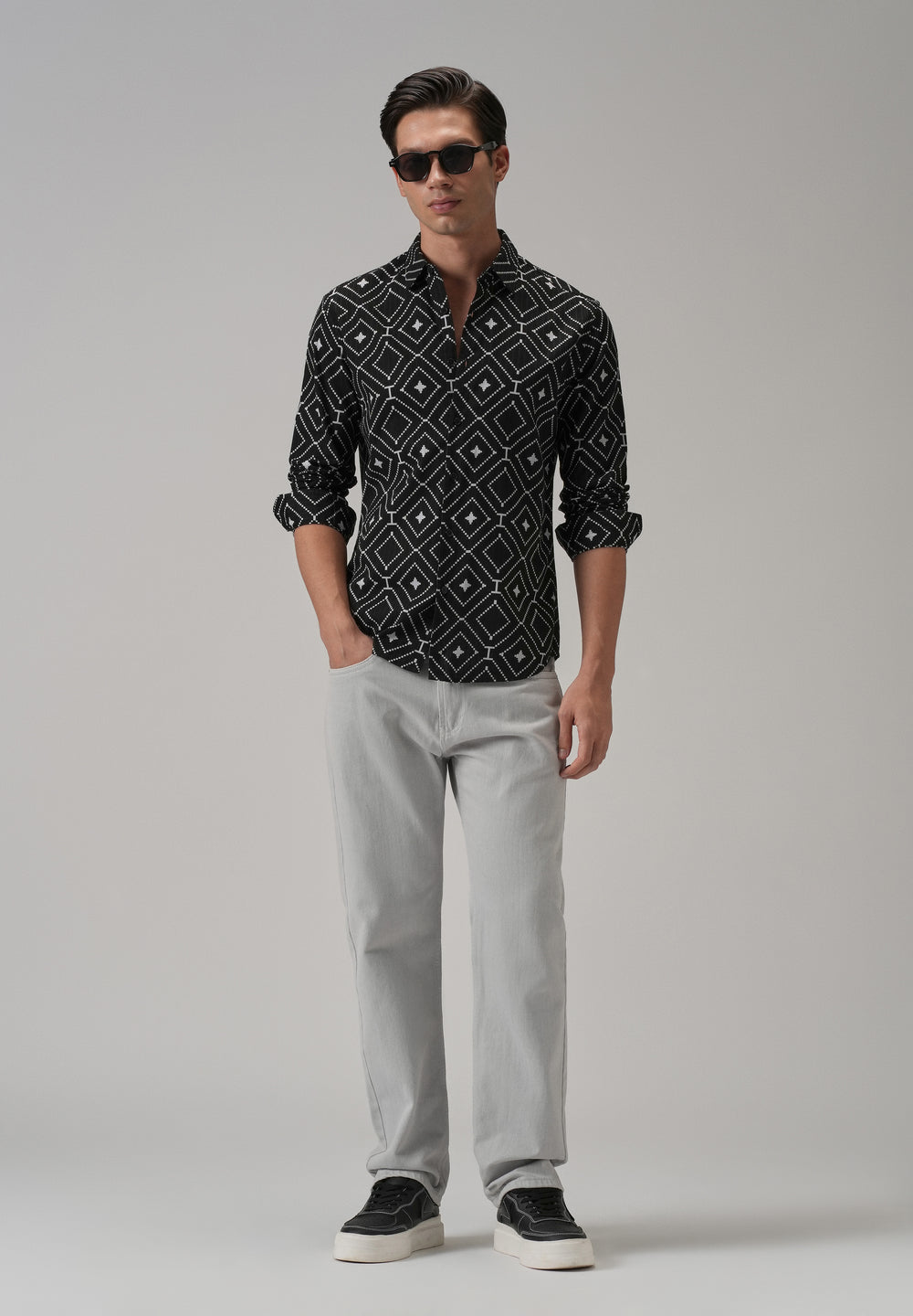 Black Diamond Pattern Print Shirt
