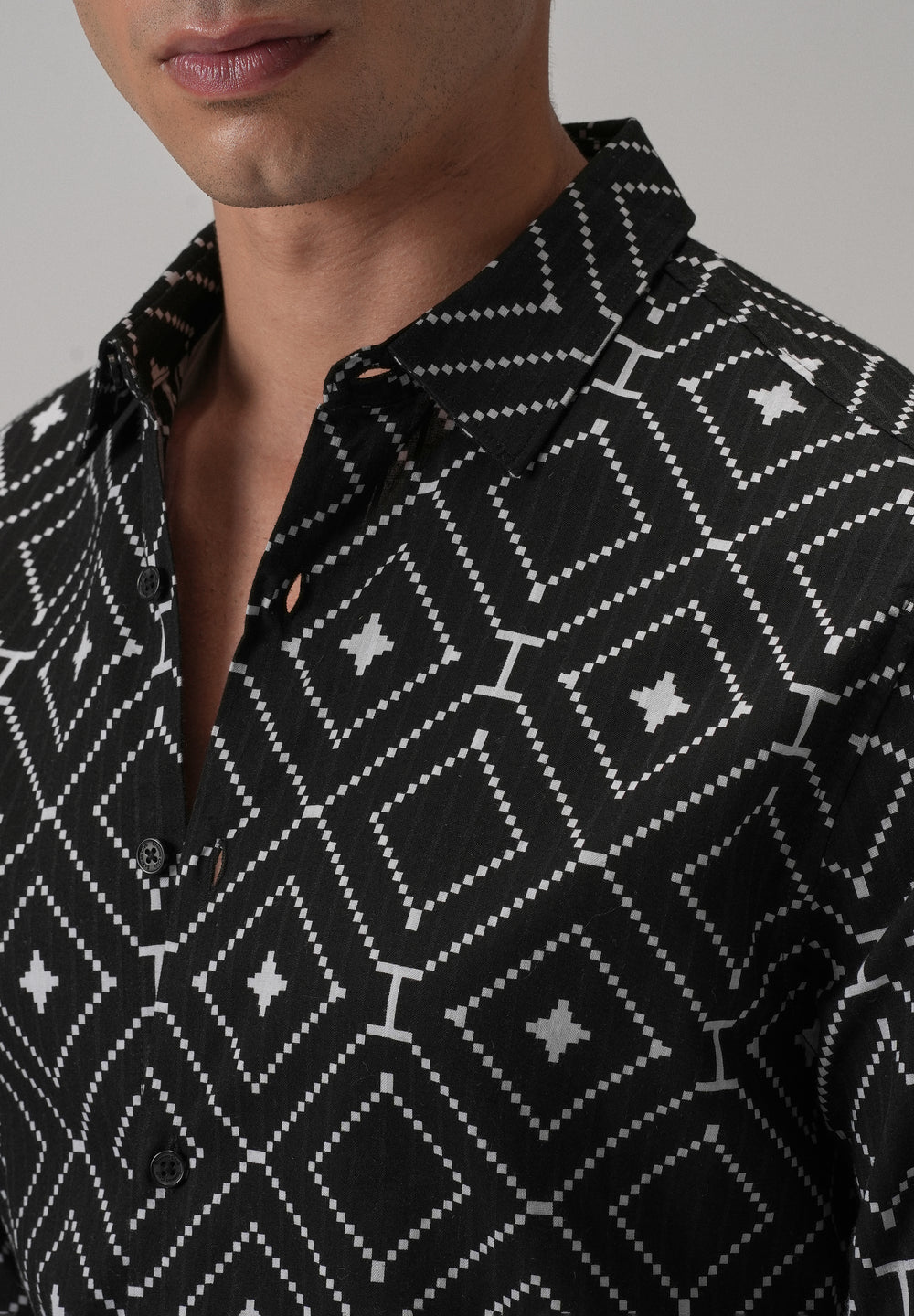 Black Diamond Pattern Print Shirt