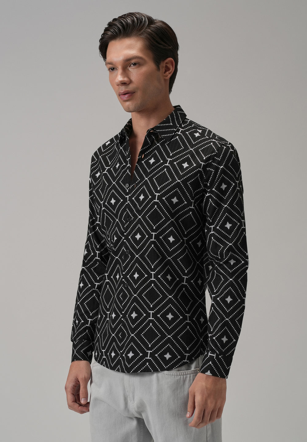 Black Diamond Pattern Print Shirt