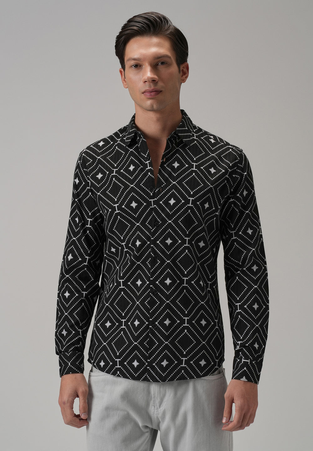 Black Diamond Pattern Print Shirt