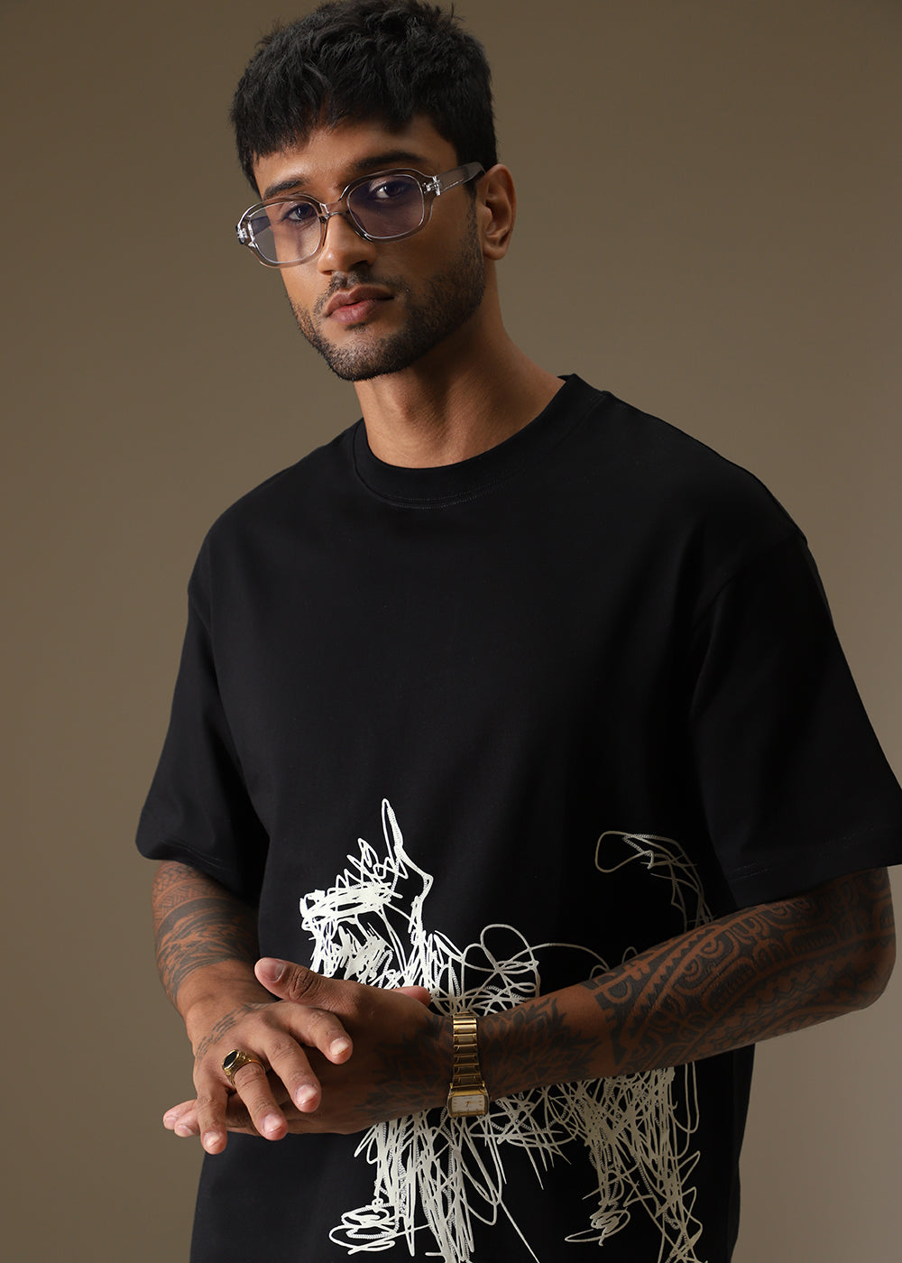 Black Doodle Paws Oversized T-shirt