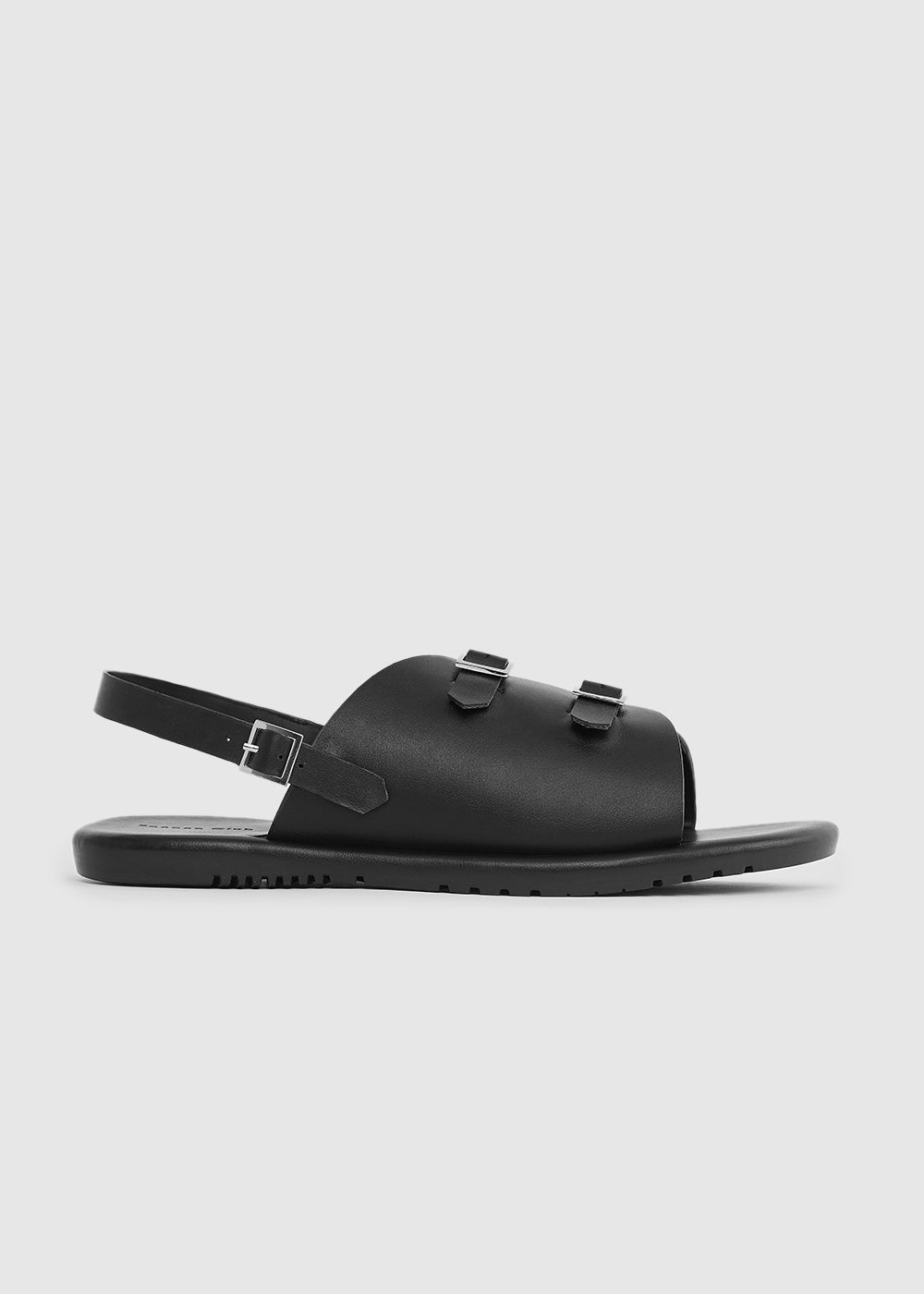 Black Double Buckle Backstrap Sandals