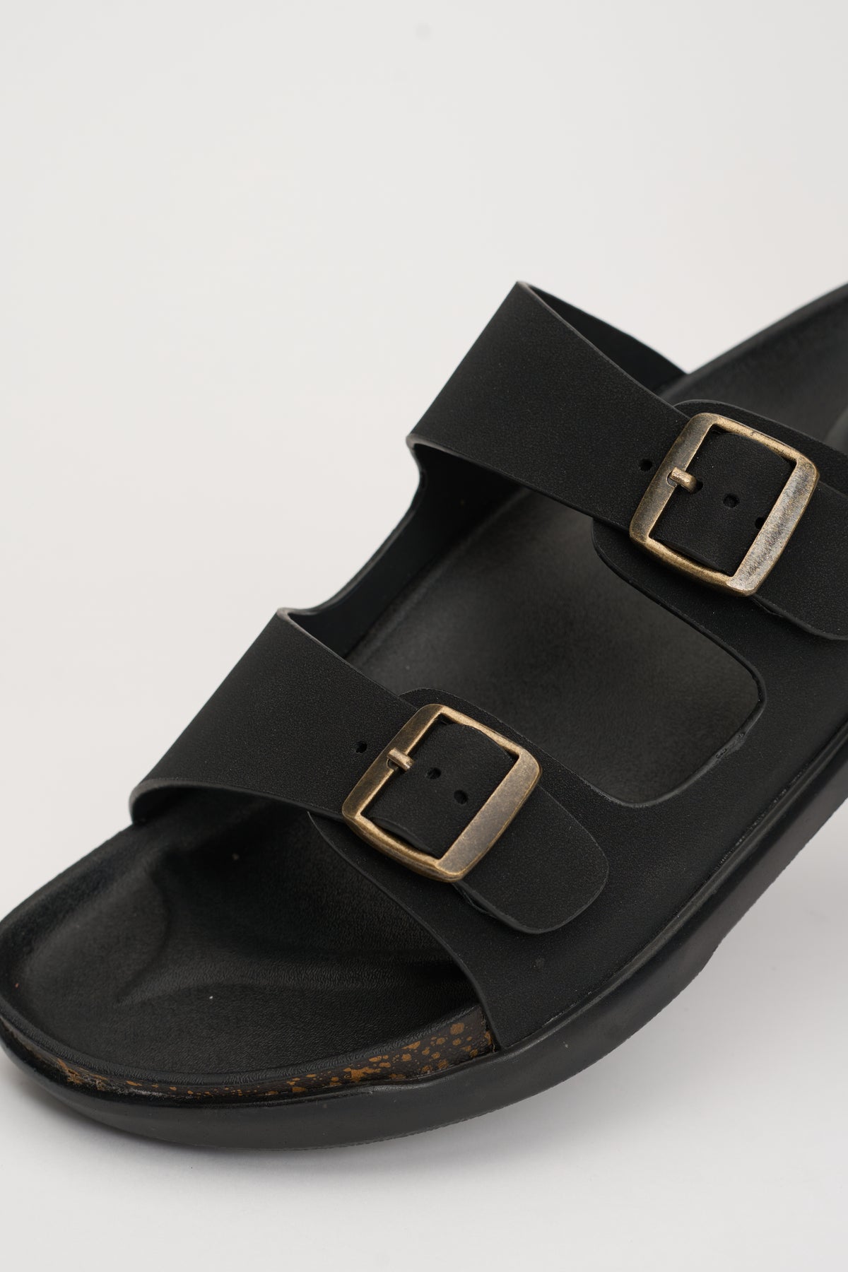 Black Double Strap Comfort Sandals