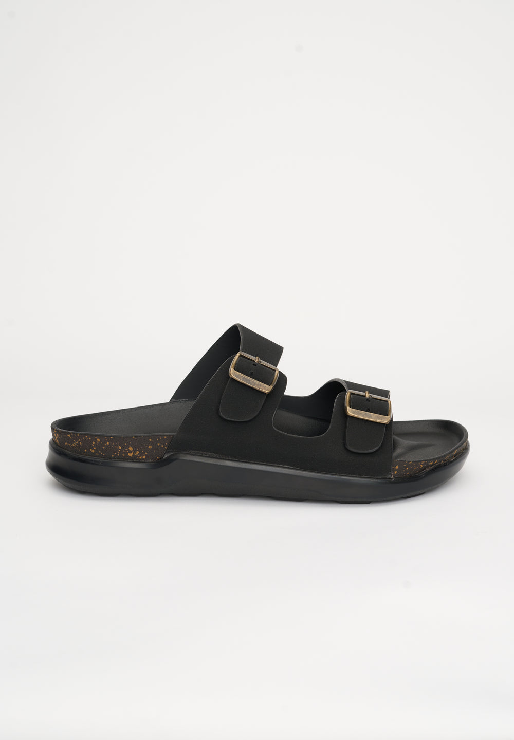 Black Double Strap Comfort Sandals
