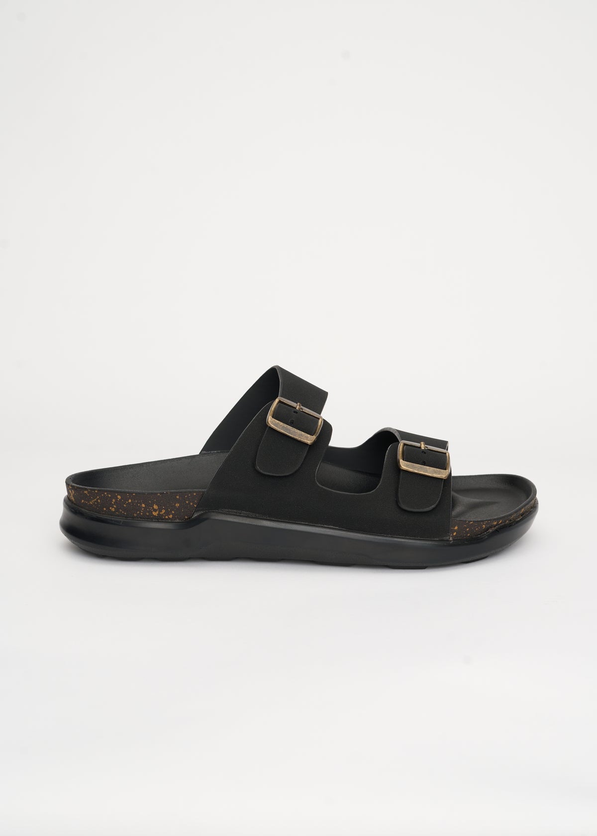 Black Double Strap Comfort Sandals