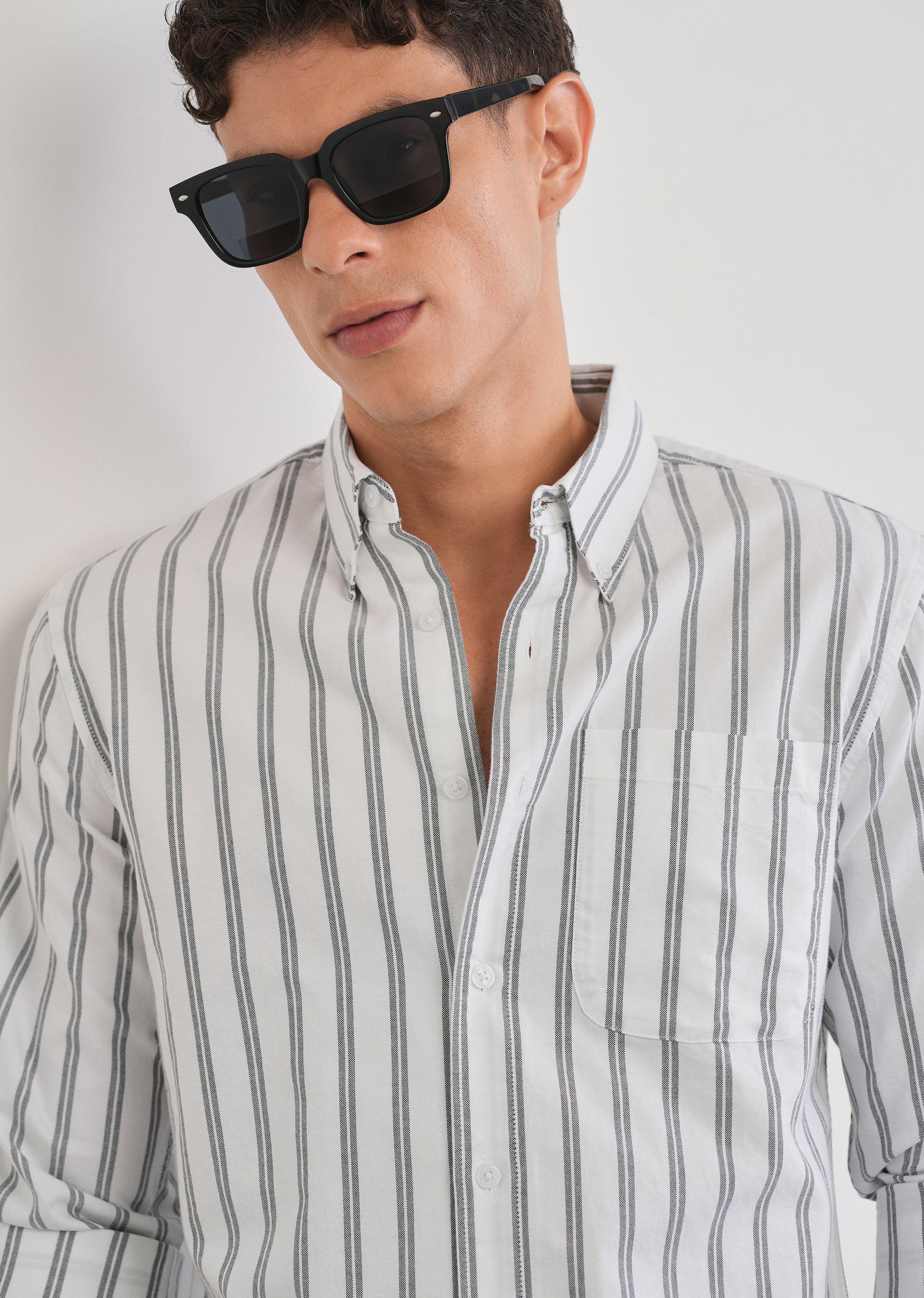 Black Double Stripe Cotton Shirt