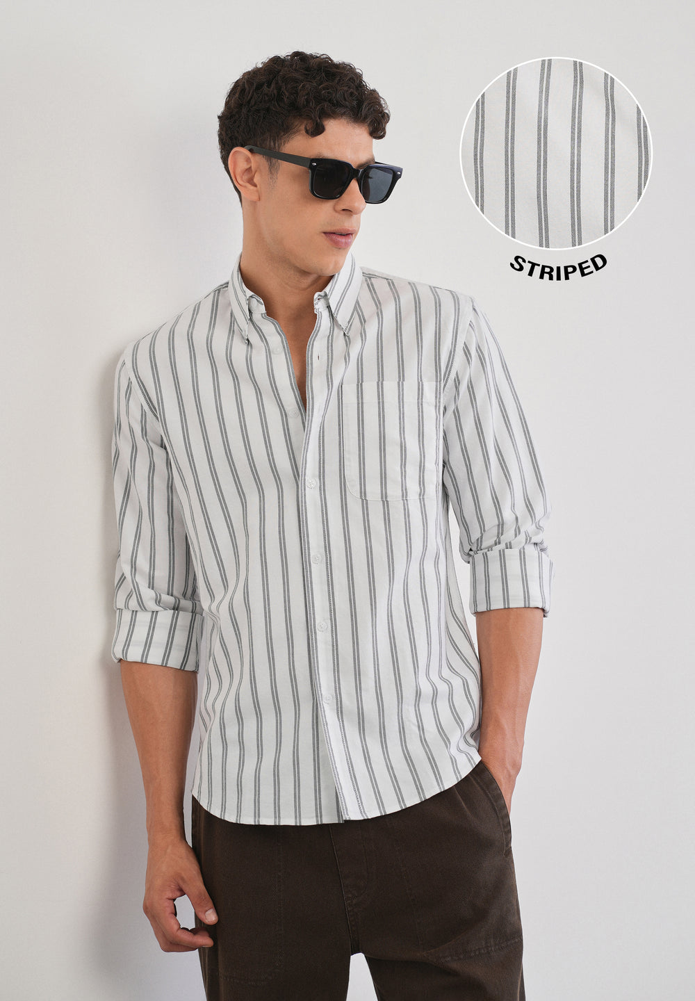 Black Double Stripe Cotton Shirt
