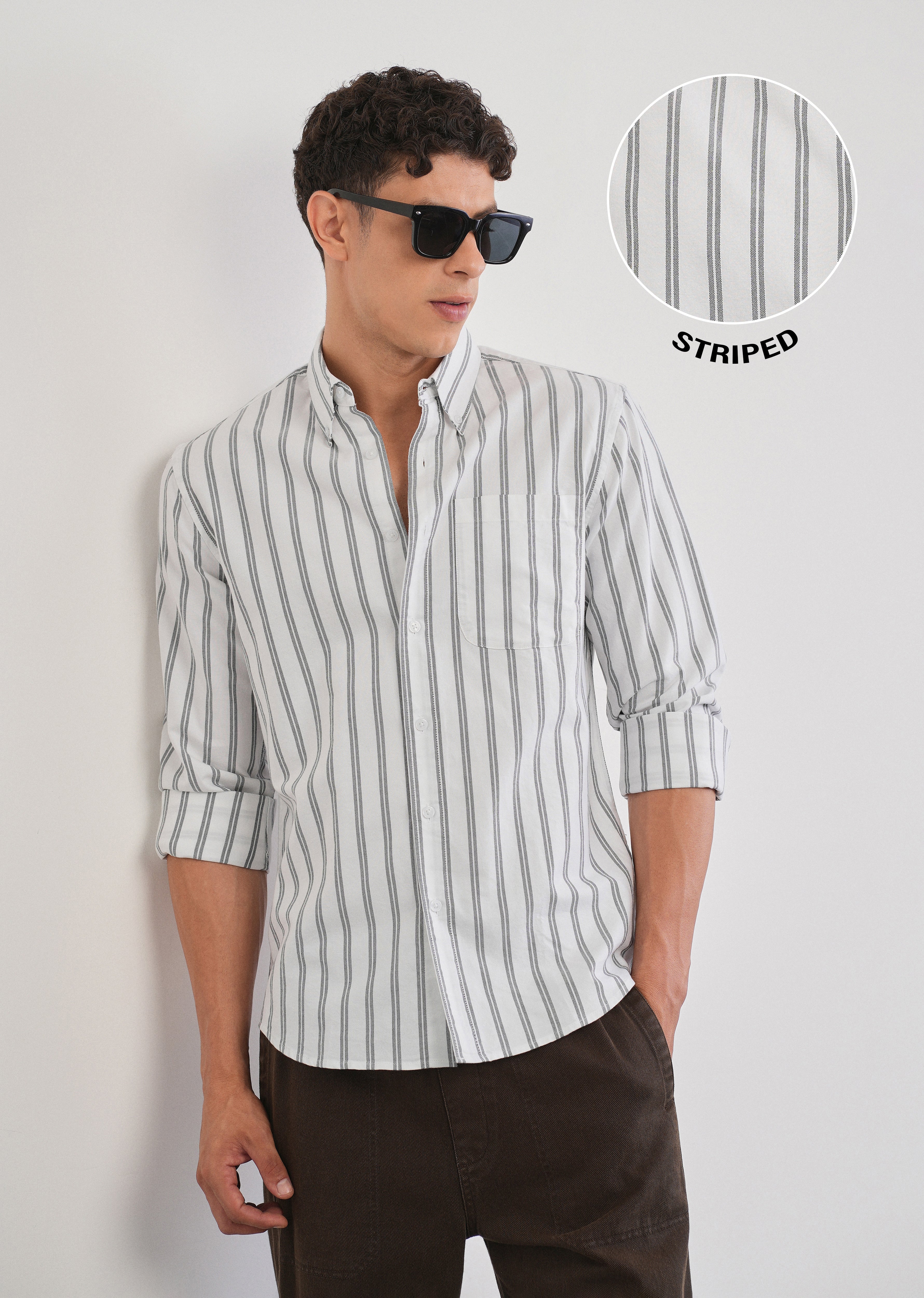 Black Double Stripe Cotton Shirt
