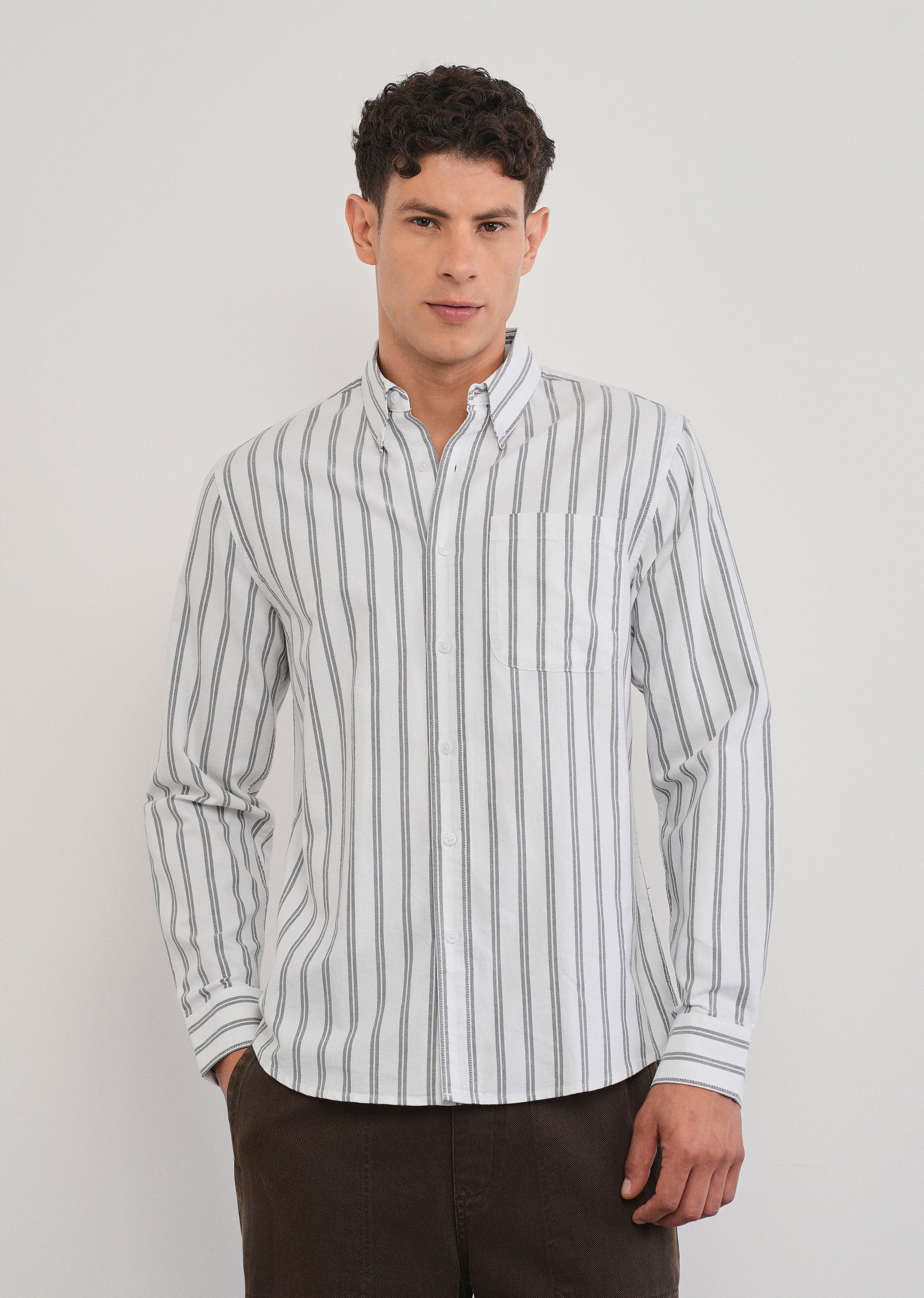 Black Double Stripe Cotton Shirt