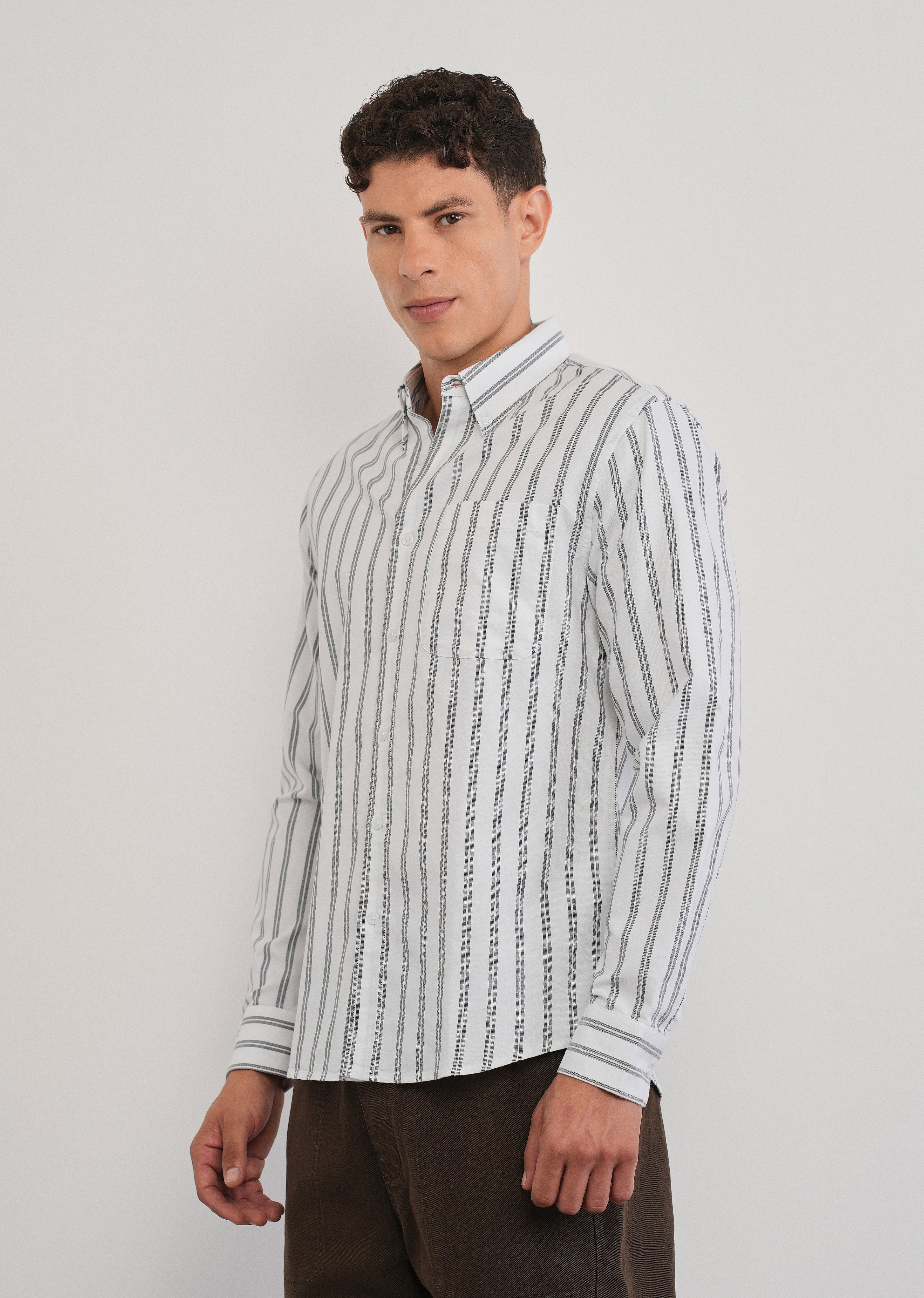 Black Double Stripe Cotton Shirt