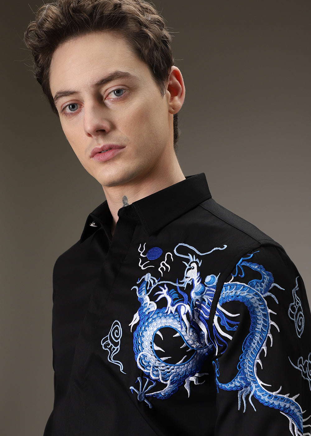 Black Dragon Embroidery Shirt